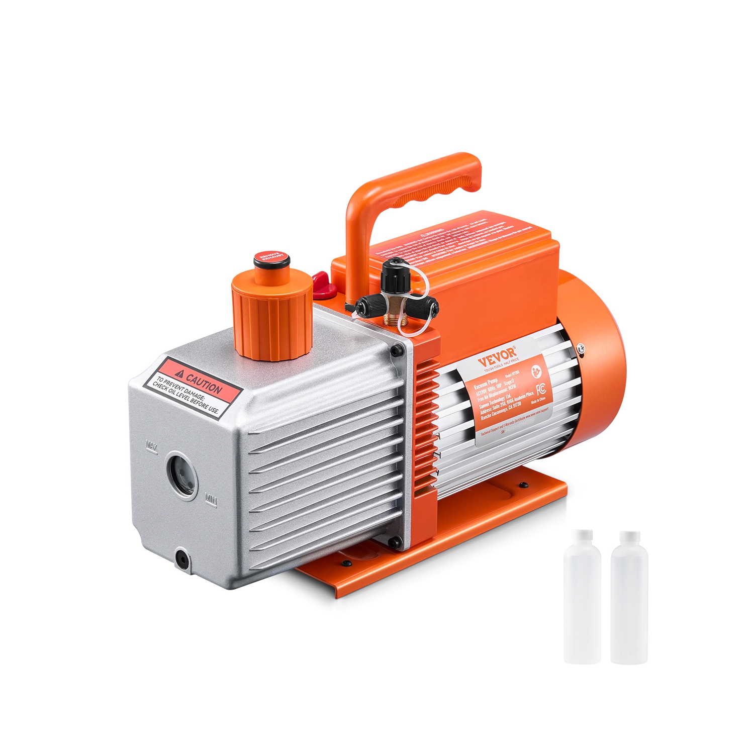 VEVOR 9 CFM HVAC 2 Stage Rotary Vane Vacuum Pump, for R134a R22 R410a Systems, Auto AC Vacuum Pump Kit with Oil Bottle, for Automotive Air