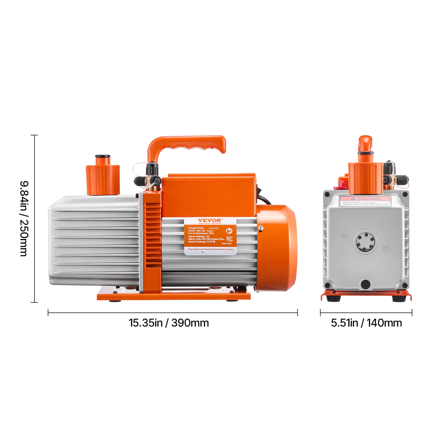 VEVOR 9 CFM HVAC 2 Stage Rotary Vane Vacuum Pump, for R134a R22 R410a Systems, Auto AC Vacuum Pump Kit with Oil Bottle, for Automotive Air