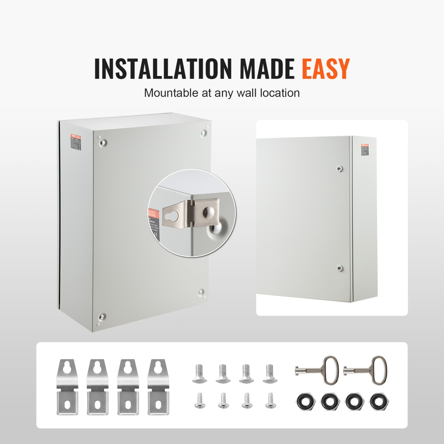 Boîtier électrique VEVOR 27,6 x 19,7 x 9,8&nbsp;po en acier laminé à froid, boîtier mural pour équipement électronique extérieur avec plaque de