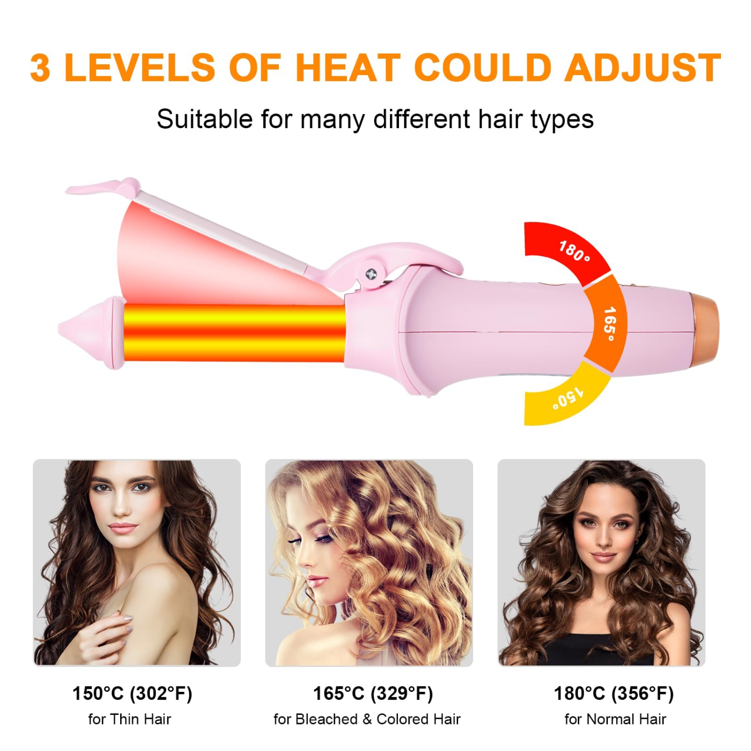 Cordless Curling Iron Mini Curling Flat Iron Hair Straightener Curler Rechargeable Wireless Hair Curling Iron-Pink