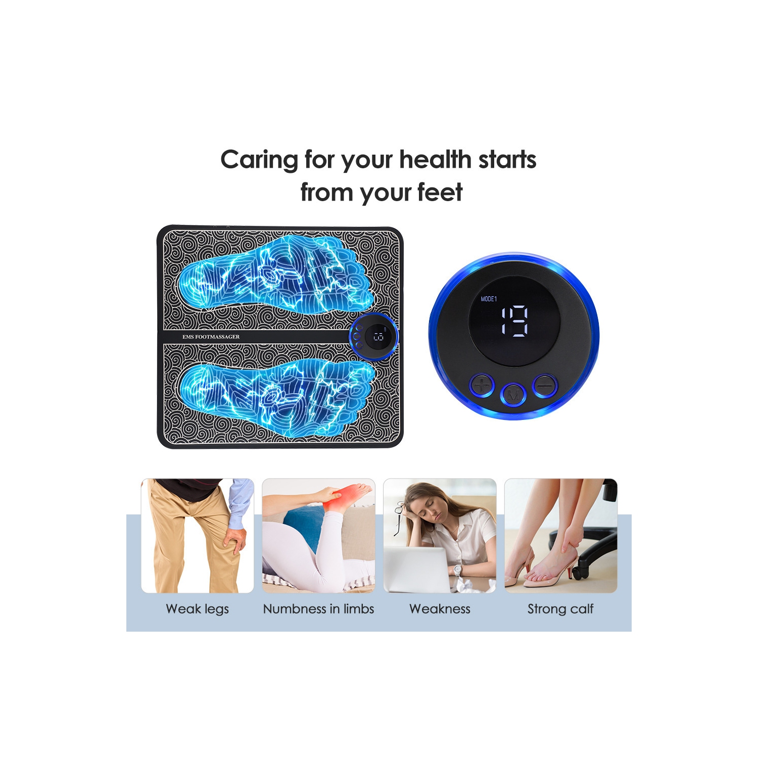 Massage Foot Pad EMS Foot Massager Mat Pulse Microcurrent Foot Acupoint Massager