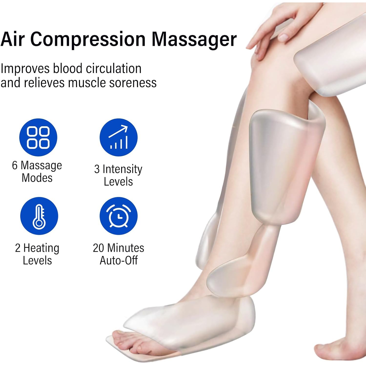 Leg Massager for Pain Relief,Air Compression Foot Massager with Heat,Foot Calf Knee & Thigh Massager,Knee Heating Massager for Muscle Relaxation