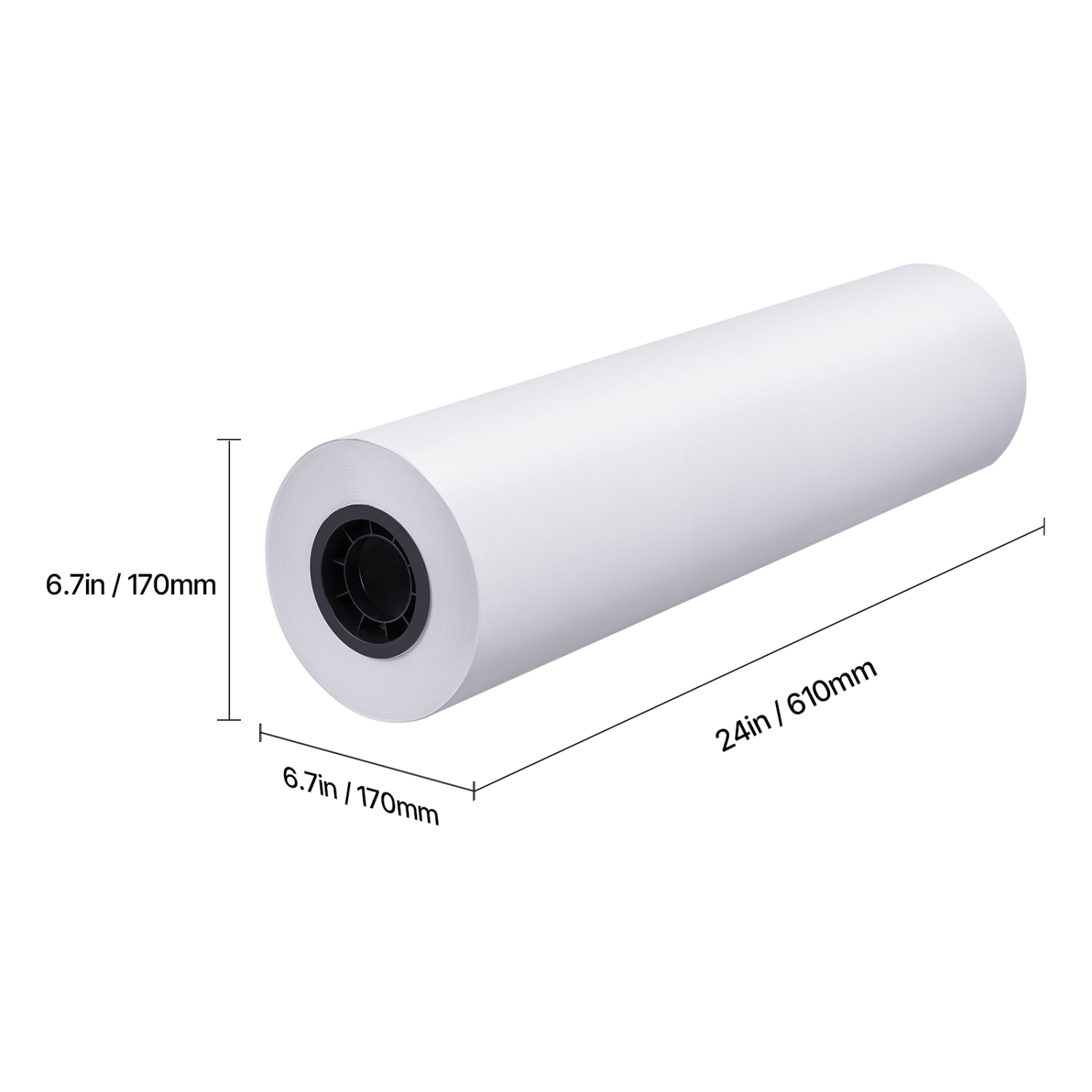 VEVOR 24 in x 500 ft Wide Format Plotter Paper, 2 Rolls CAD Bond Rolls with 3 in Core, 20 LB Bond Paper Rolls,for CAD Drawings, Engineering Plans,