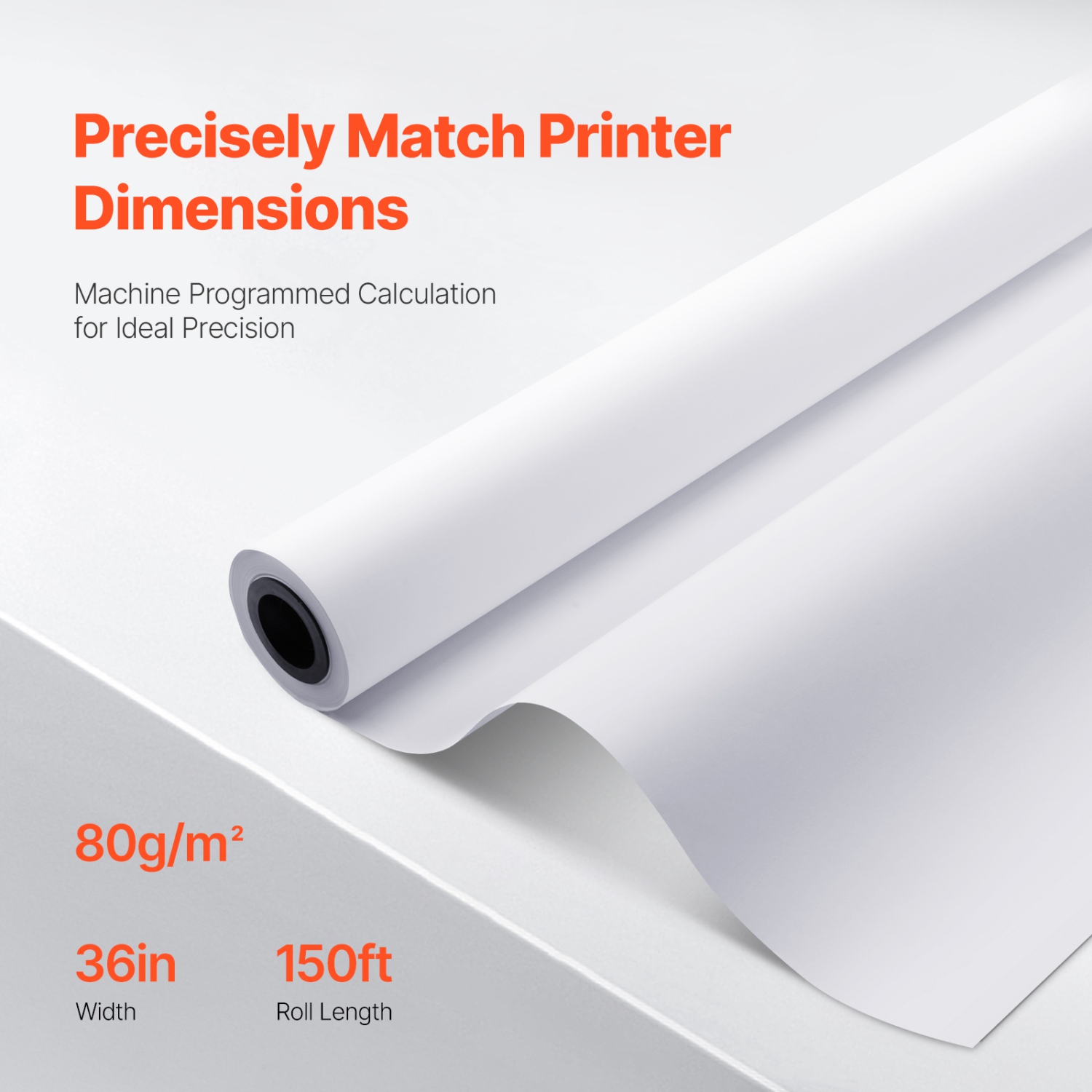 VEVOR 36 in x 150 ft Wide Format Plotter Paper, 4 Rolls CAD Bond Rolls with 2 in Core, 20 LB Bond Paper Rolls,for CAD Drawings, Engineering Plans,