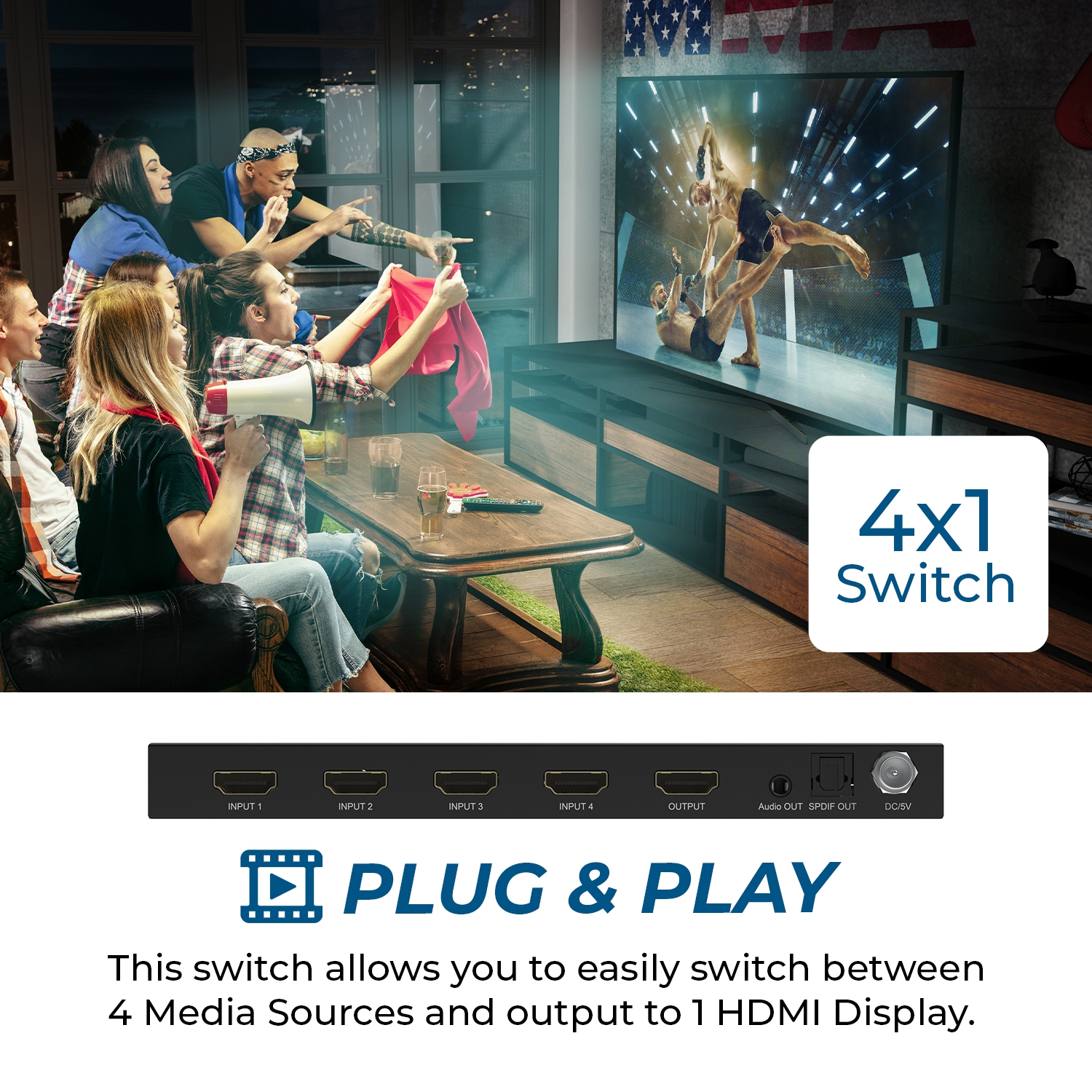 OREI 8K 4-port HDMI™ Switch (BK-41A)