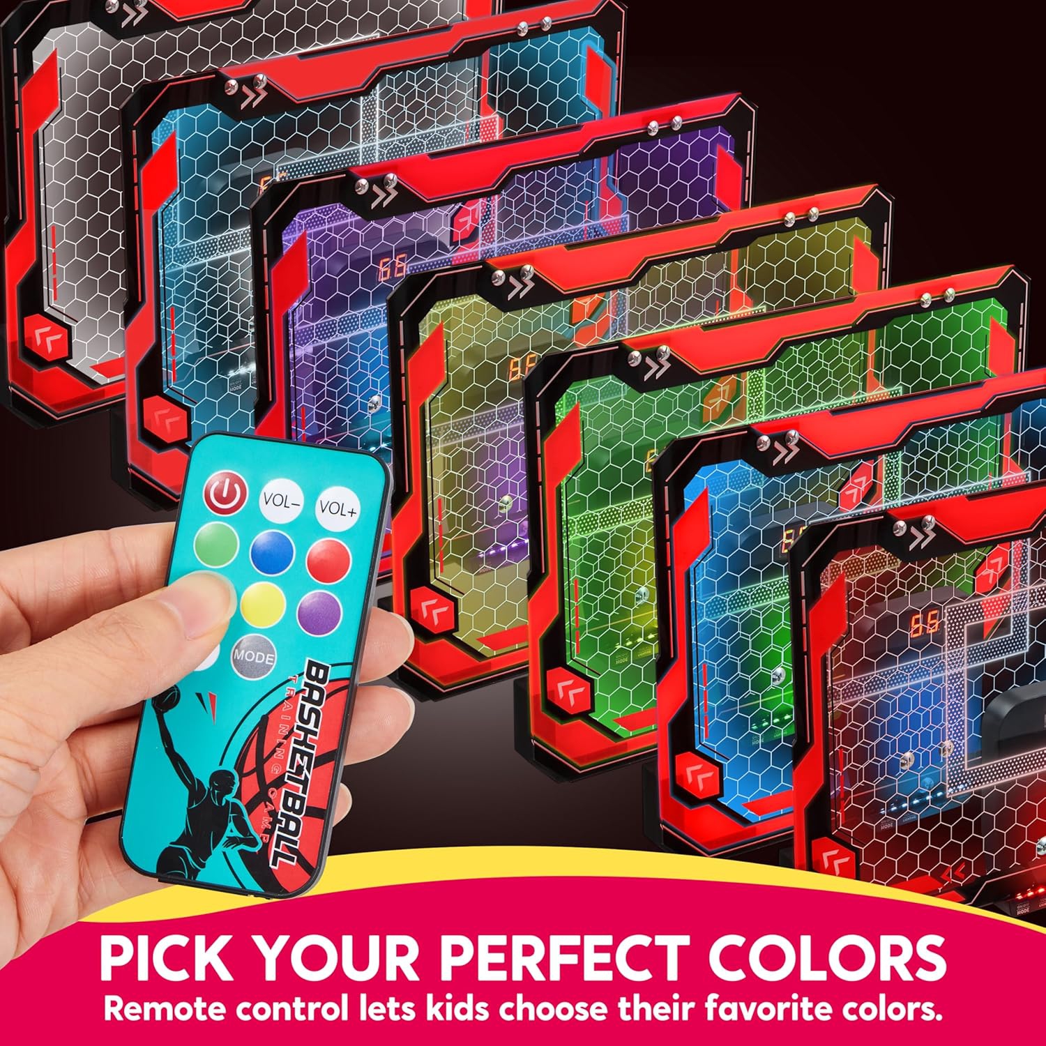 Basketball Hoop for Kids, Mini Indoor Basketball Hoop with 4 Balls Indoor Basketball Toys for 6 -14 Year Old Sport Toys Gift, Red