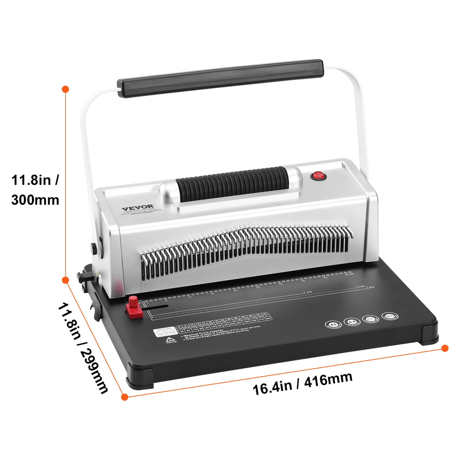 VEVOR Coil Spiral Binding Machine, Manual Book Maker with Electric Binding, 46-Holes Binding 500 Sheets Punch Binder, with 100pcs 5/16'' Coil Binding