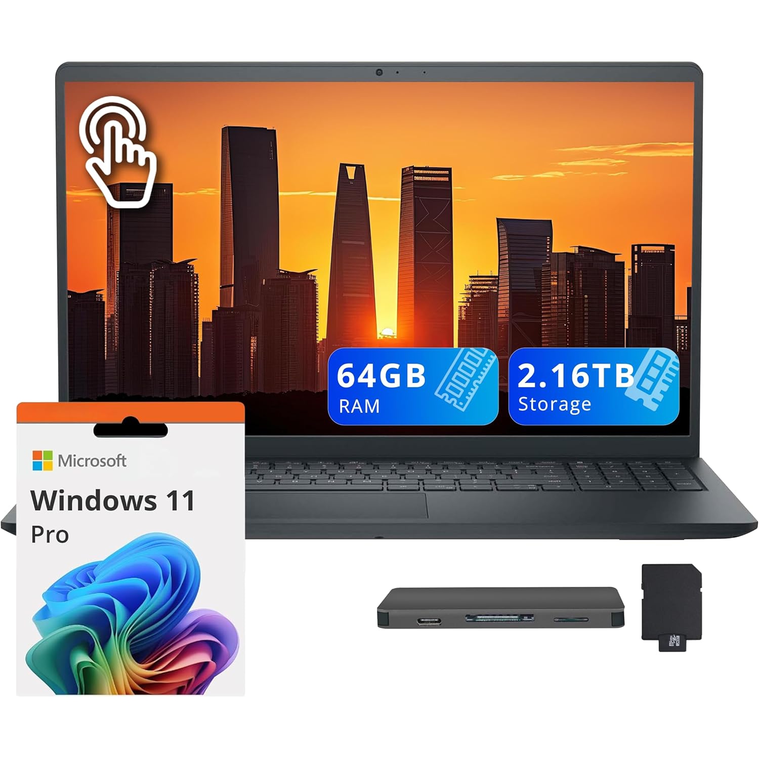 Dell Inspiron 15" FHD Touchscreen Laptop, Intel i5-1334U, 2.16TB Storage(2TB SSD+160GB Docking Station Set),64GB RAM, Intel UHD Graphics, Full Size