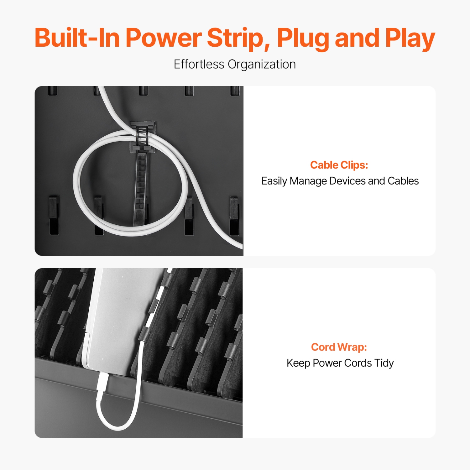 VEVOR 16 Device Mobile Open Charging Station, Charging Cart, Up to 15.6 in Screen Size, Office and Classroom Mobile Charging Cart, for Chromebook,