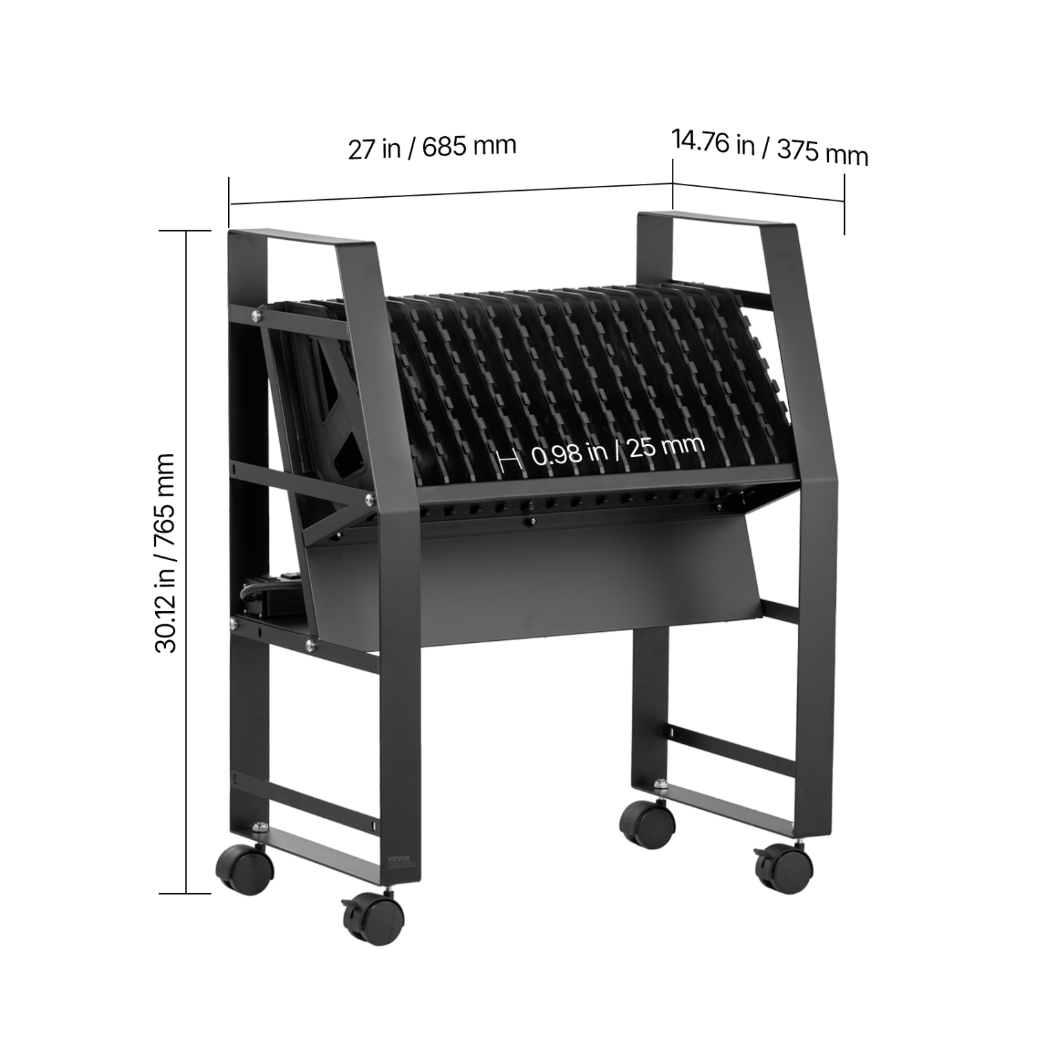 VEVOR 16 Device Mobile Open Charging Station, Charging Cart, Up to 15.6 in Screen Size, Office and Classroom Mobile Charging Cart, for Chromebook,