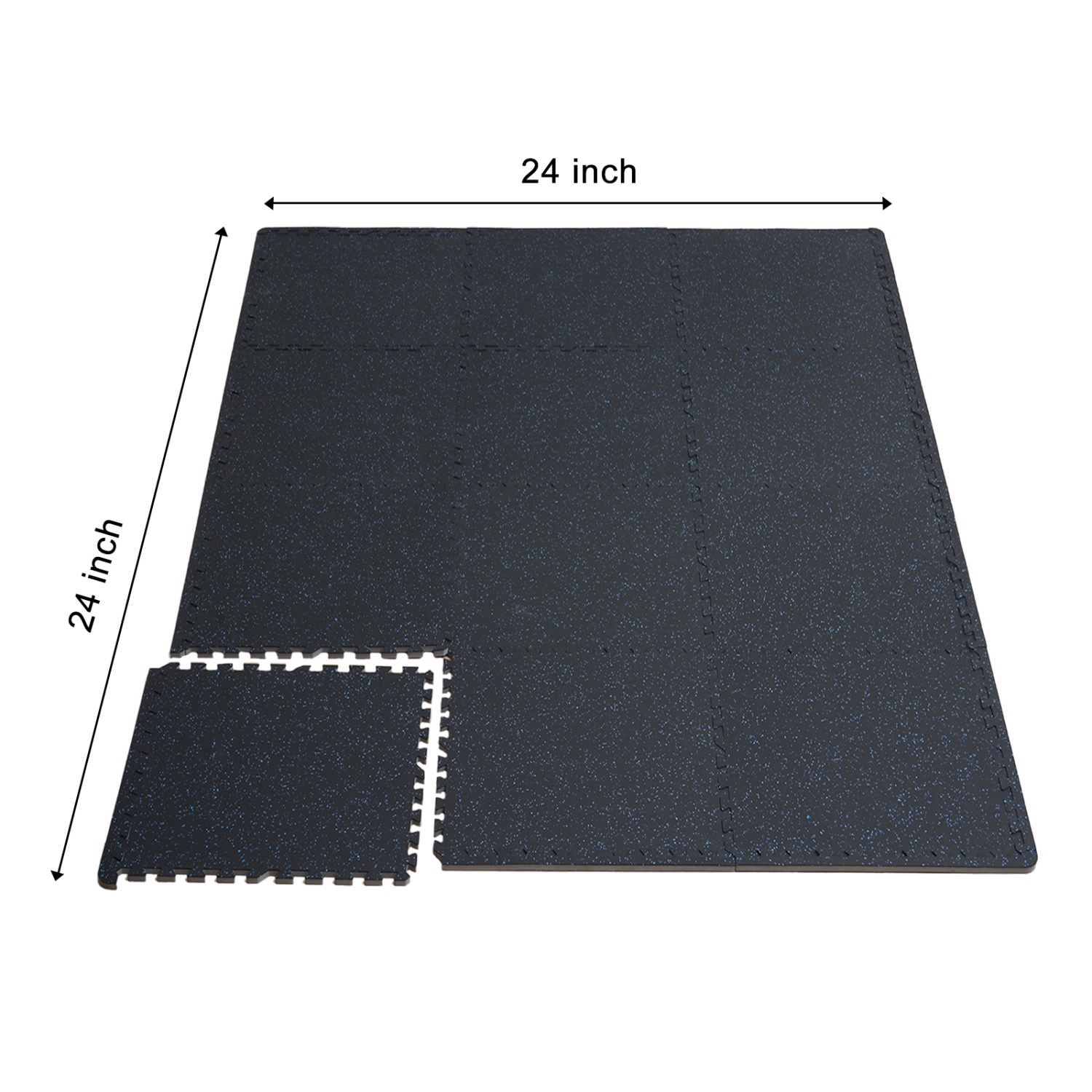 VEVOR 0.56 Inch Thick Gym Floor Mats, 12 Tiles Rubber Top with EVA Foam, 24" x 24" Gym Flooring Workout Mats with 48 sq.ft Coverage, Interlocking