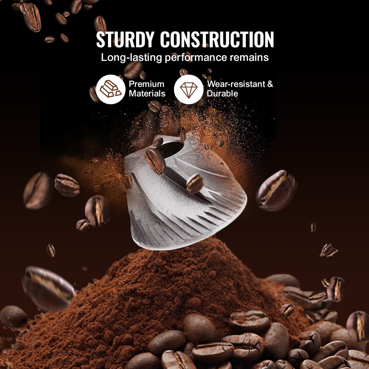 VEVOR Coffee Maker with Grinder, 8 Cup Coffee Machine, Grind and Brew Coffee Maker with 3 Brew Strength Control, 24-Hour Timer for Auto Brew, for