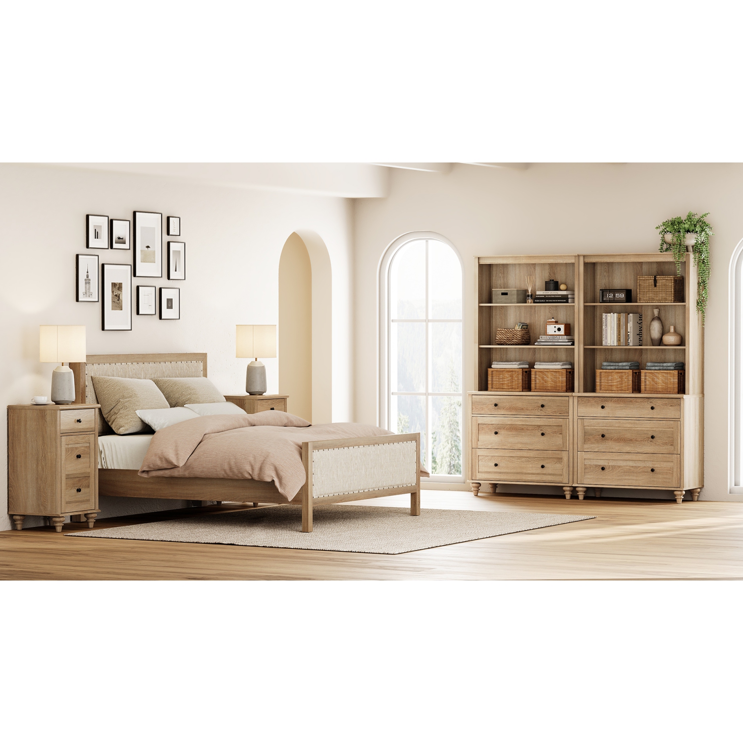 Bibliothèque à 3 niveaux WAMPAT avec 3 tiroirs, grande bibliothèque de 72&nbsp;po de hauteur, étagère de rangement avec bibliothèque ouverte à 3