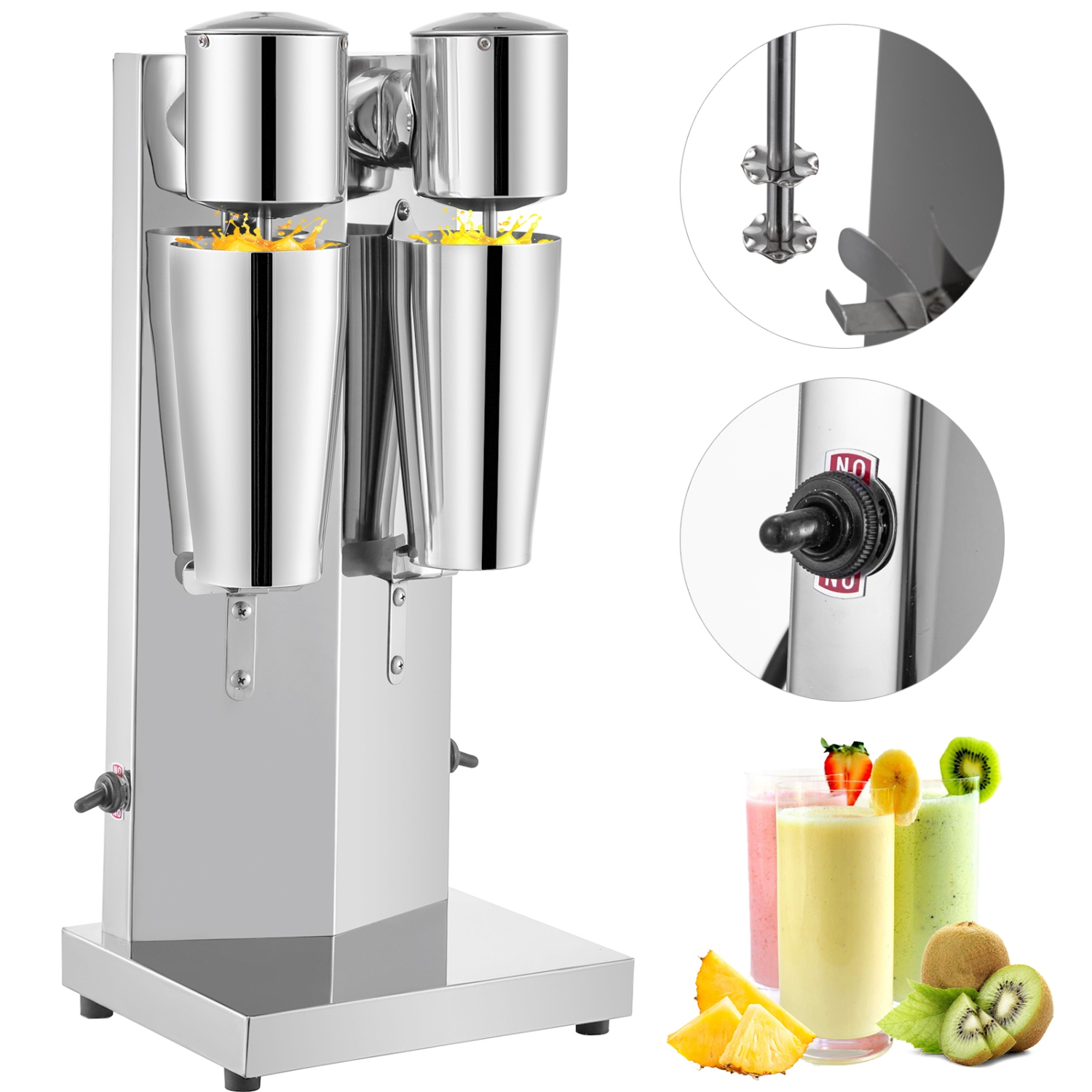 VEVOR Milkshake Maker Kit, Stainless Steel Electric Milkshake Maker, 180W Milkshake Machine, Double Head Classic Milkshake Maker with 800ml Cup,