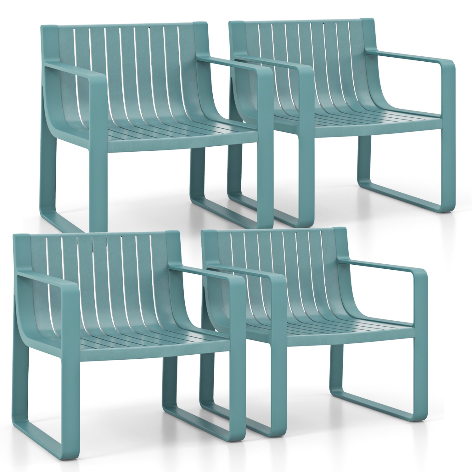 Ensemble de chaises de patio 2/4 de Costway – Fauteuils d'extérieur en plastique résistant aux intempéries, bleu
