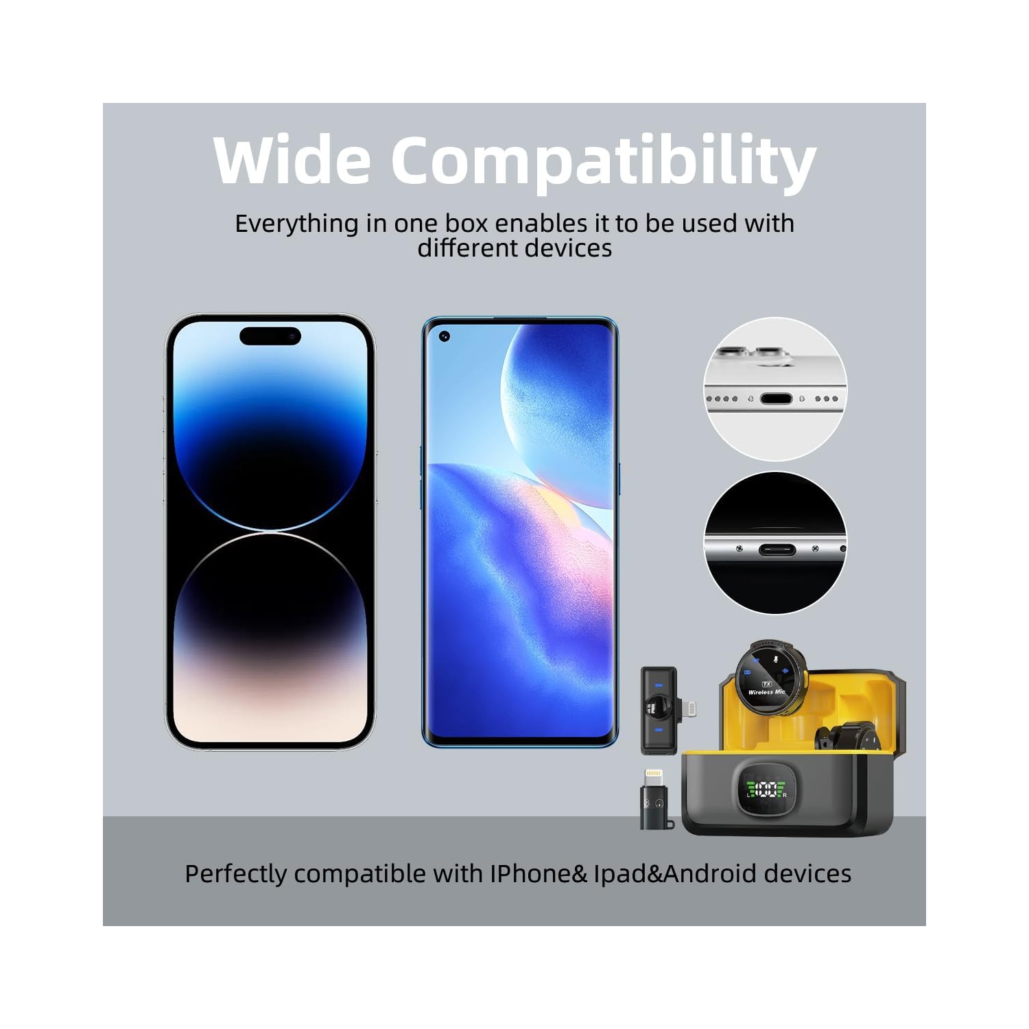 Professional Wireless Lavalier Microphone with Charging Case for iPhone 15 Android, Magnetic Clip-On Strong Noise Cancelling USB-C Microphone for