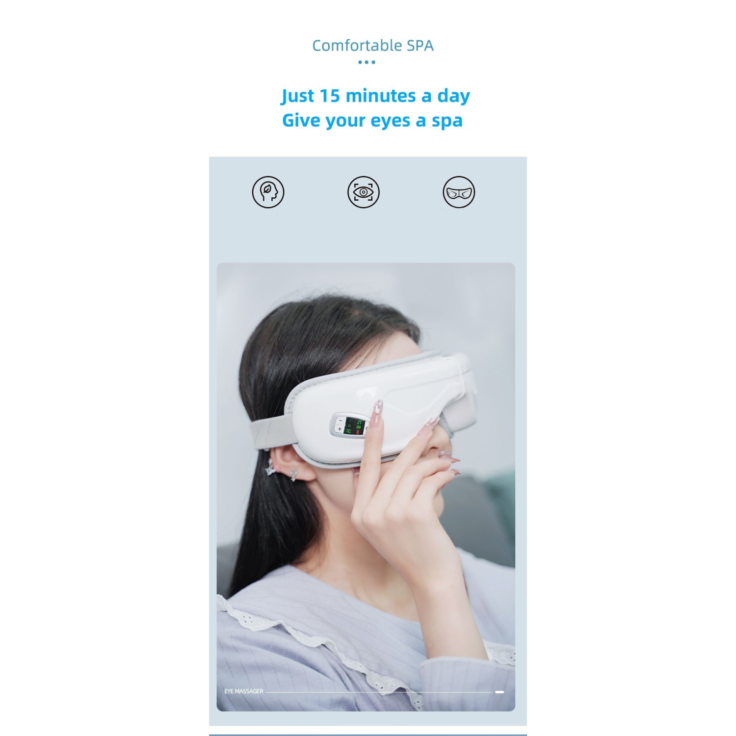 Appareil de massage pour les yeux, protecteur pour les yeux Bluetooth intelligent, appareil de massage pour les yeux à compression d'air chaud,