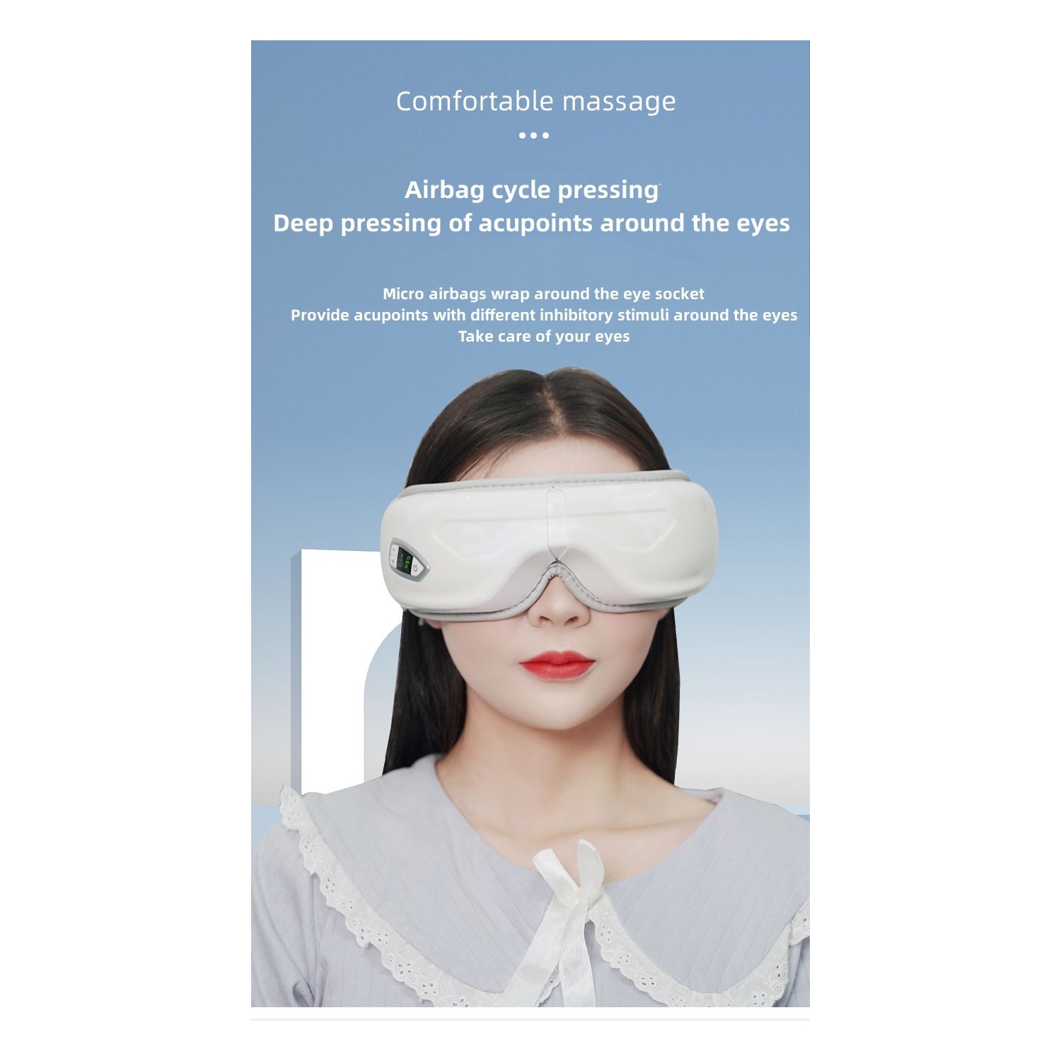 Appareil de massage pour les yeux, protecteur pour les yeux Bluetooth intelligent, appareil de massage pour les yeux à compression d'air chaud,