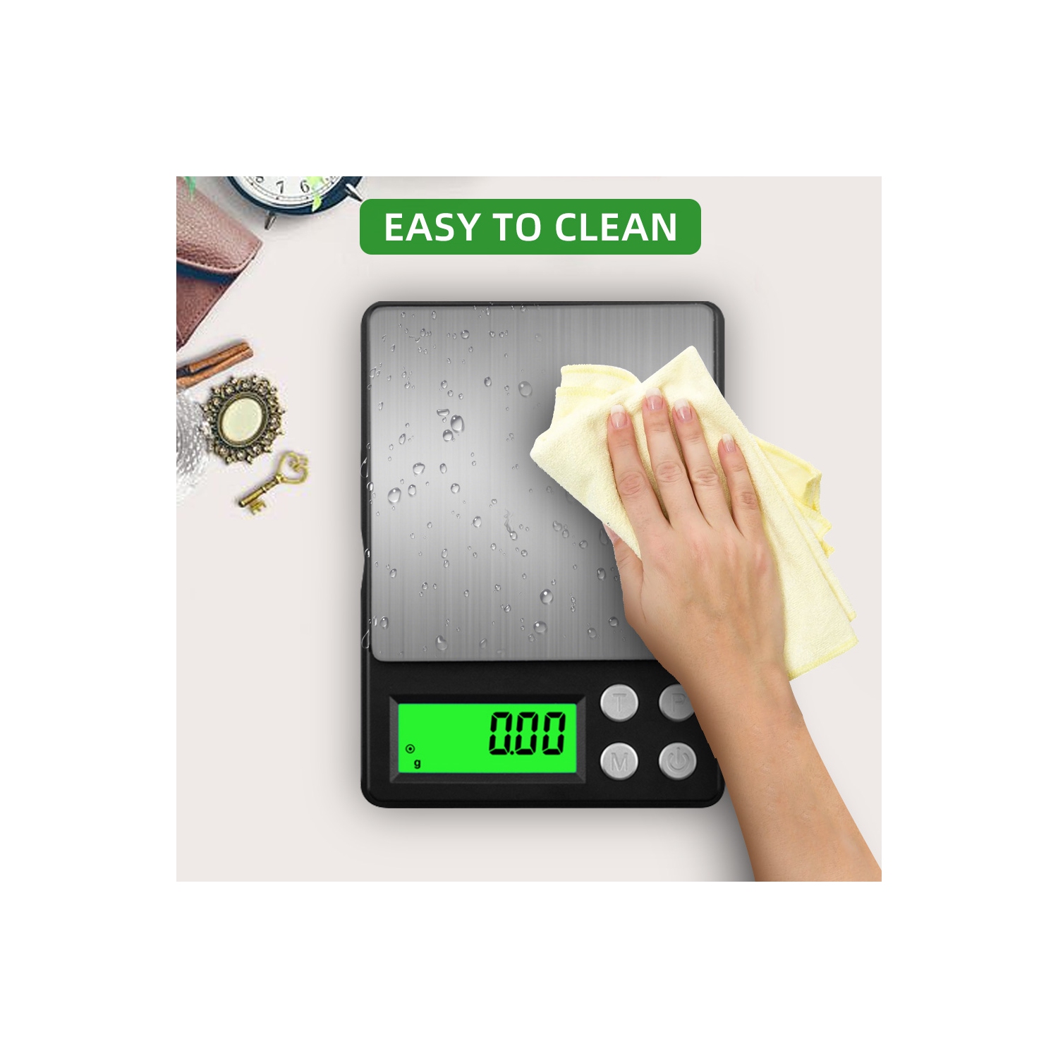 Precision electronic balance pocket scale, portable small gram jewelry scale, 0.01 carat weight electronic scale, 500g, black