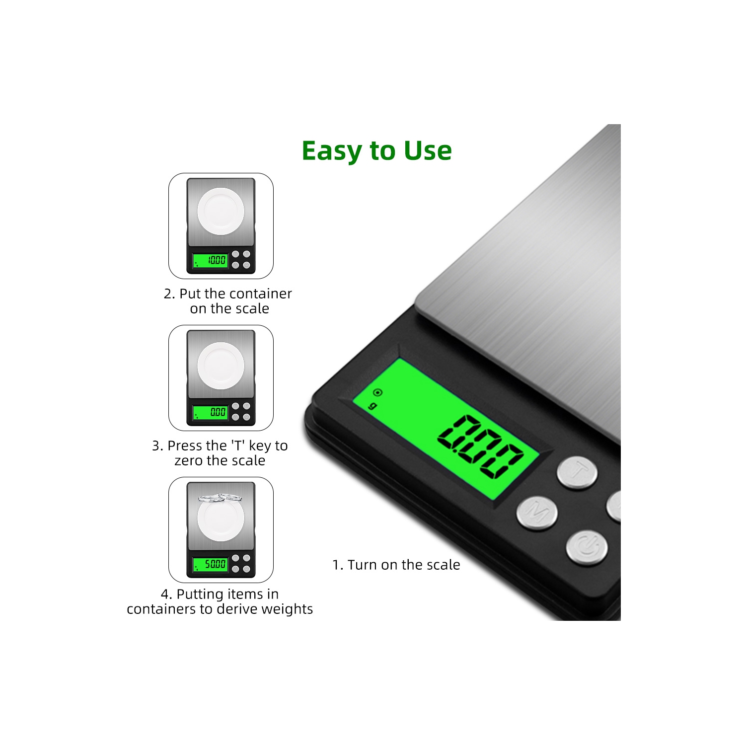 Precision electronic balance pocket scale, portable small gram jewelry scale, 0.01 carat weight electronic scale, 500g, black