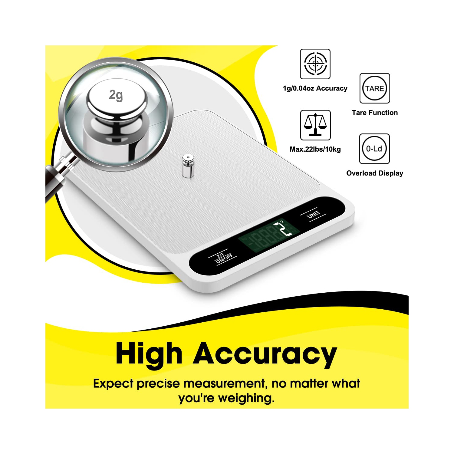 Balance électronique domestique, balance alimentaire 5&nbsp;kg, balance de poids en grammes précise, petite balance électronique portative, acier