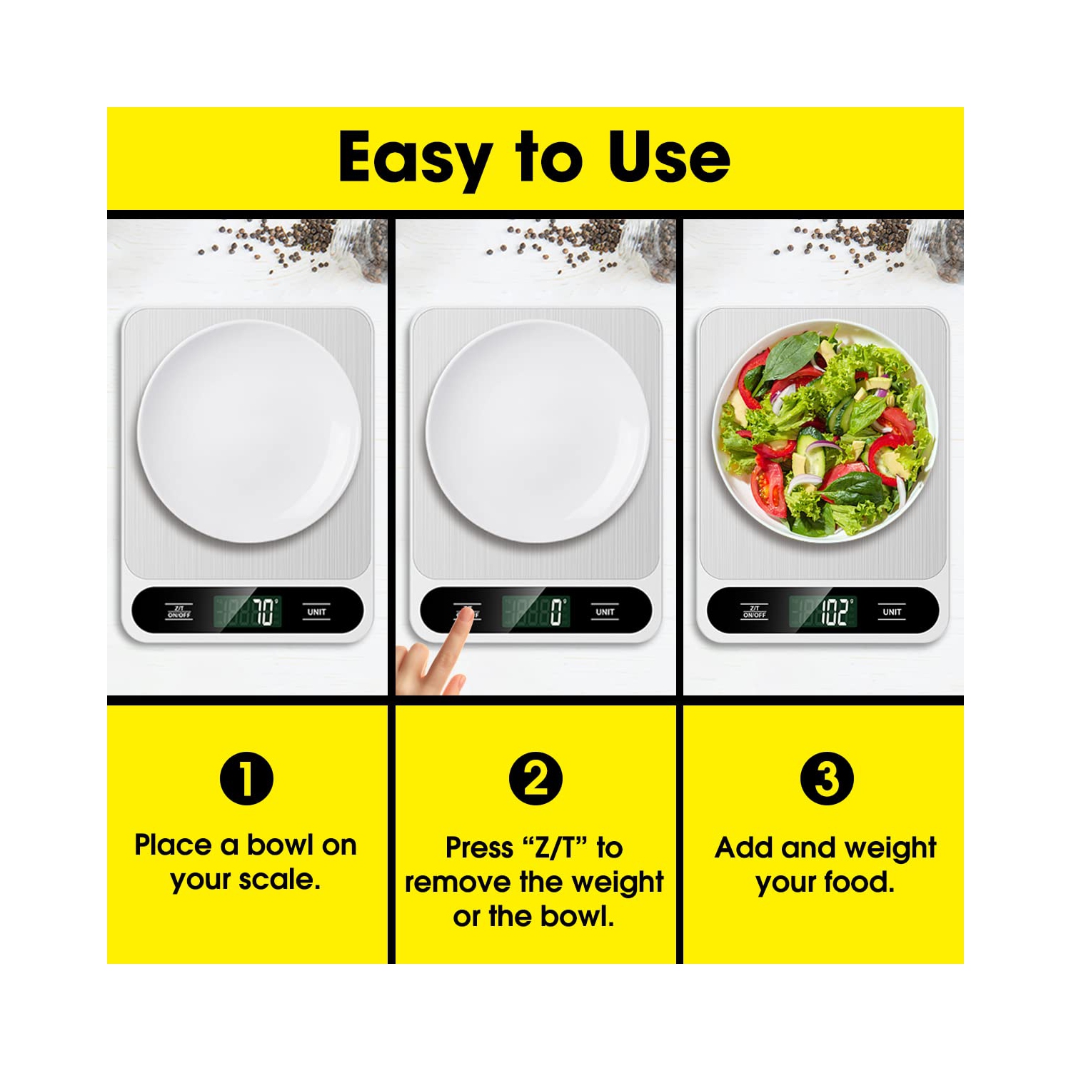 Balance électronique domestique, balance alimentaire 5&nbsp;kg, balance de poids en grammes précise, petite balance électronique portative, acier