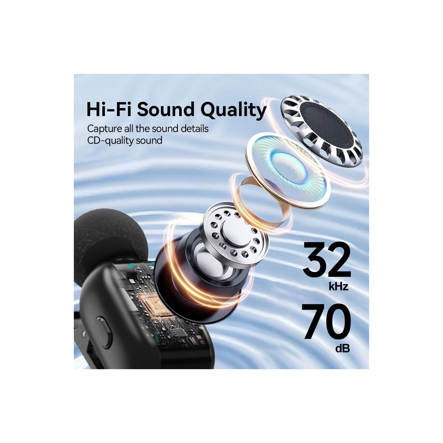 Mini wireless lavalier microphone with charging case for iPhone, iPad and Android devices Mini wireless lavalier microphone with digital display