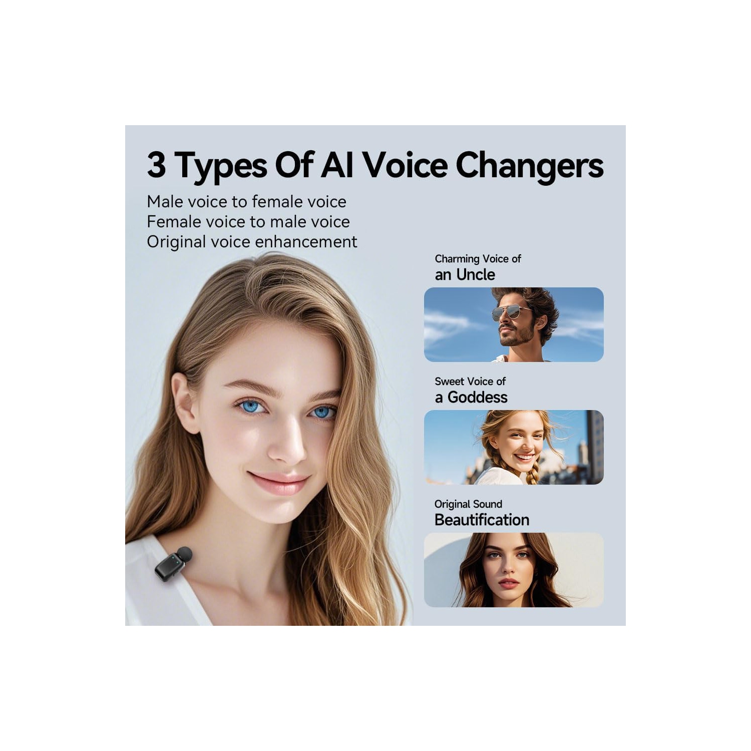 Mini wireless lavalier microphone with charging case for iPhone, iPad and Android devices Mini wireless lavalier microphone with digital display