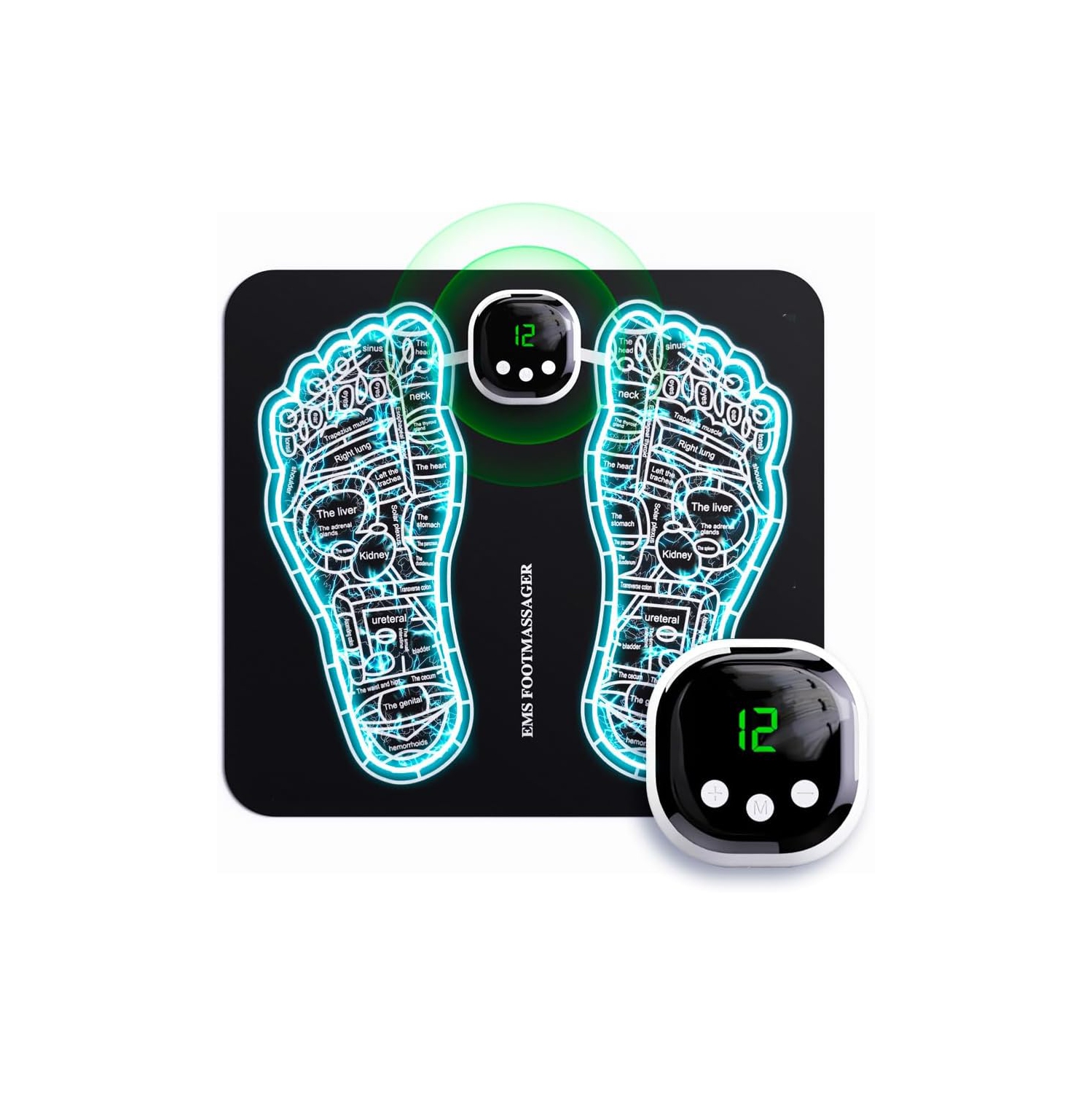 Pulse Foot Massager, USB Rechargeable Foot Massager, Foot Massage Pad for Neuropathy, Foot Stimulator for Pain Relief and Muscle Relaxation, Black