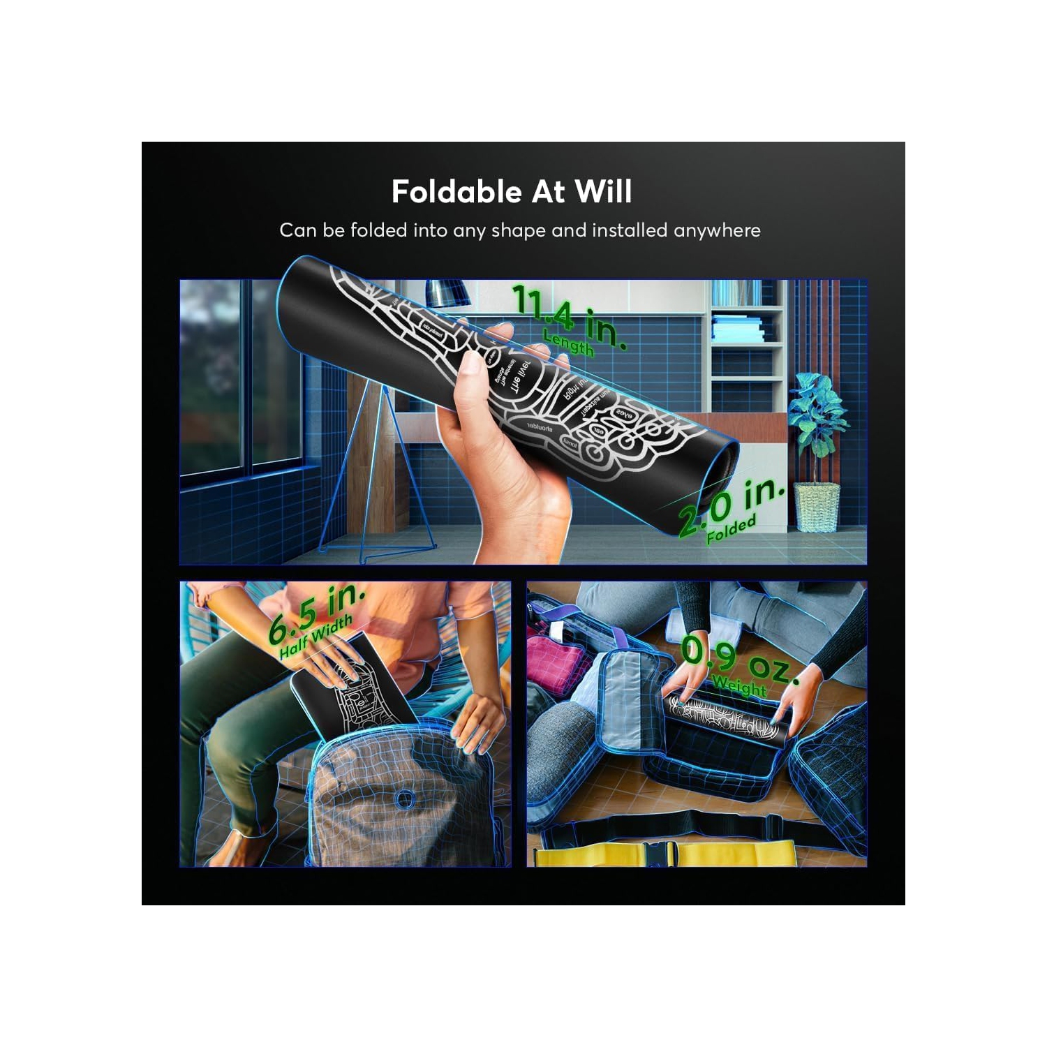 Pulse Foot Massager, USB Rechargeable Foot Massager, Foot Massage Pad for Neuropathy, Foot Stimulator for Pain Relief and Muscle Relaxation, Black