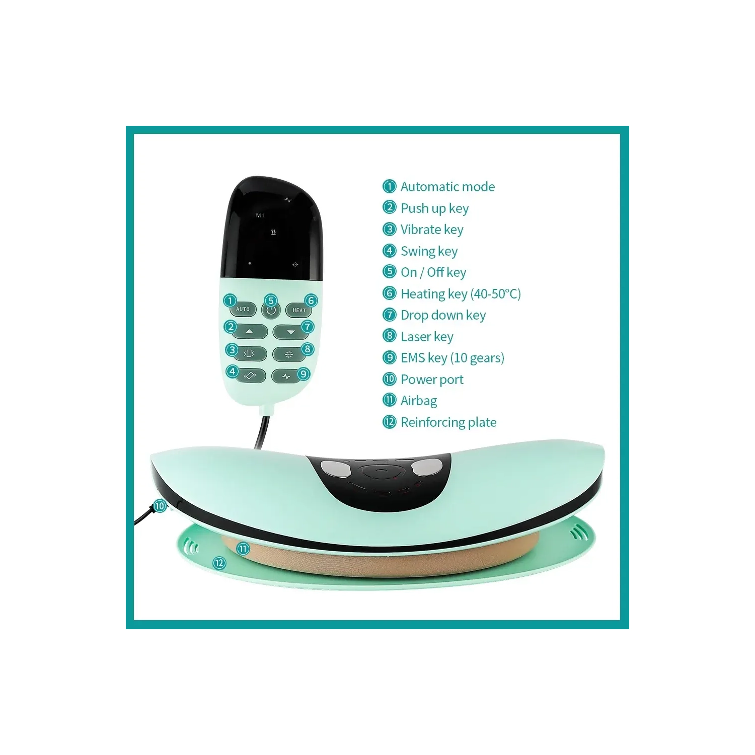 Lumbar massager for home use, lumbar spine soothing massager, electric hot compress lumbar massager, infrared vibration therapy lumbar massager, green