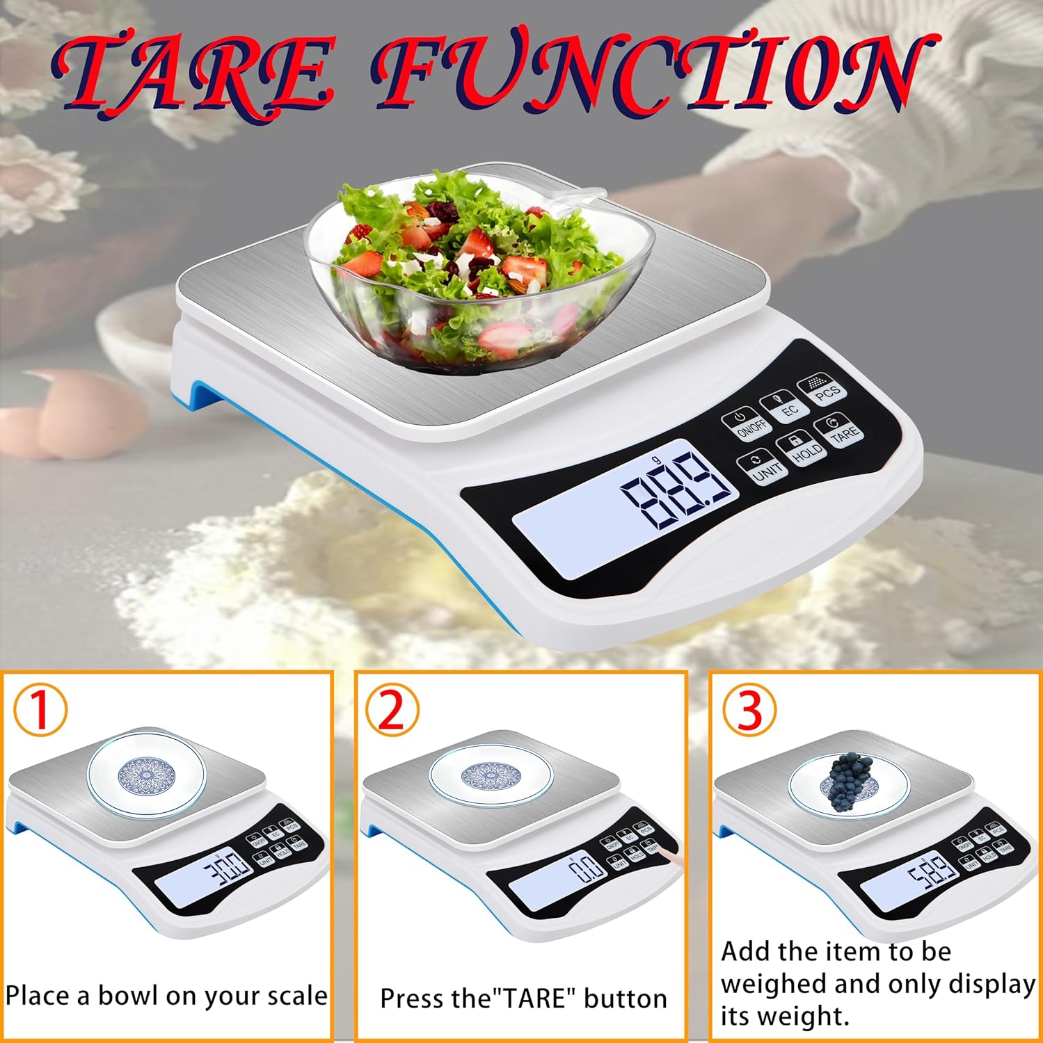 Balance électronique, balance de cuisine maison, pèse-personne de 0,1&nbsp;g de pâte alimentaire, adaptée à la perte de poids, cuisson, cuisson,