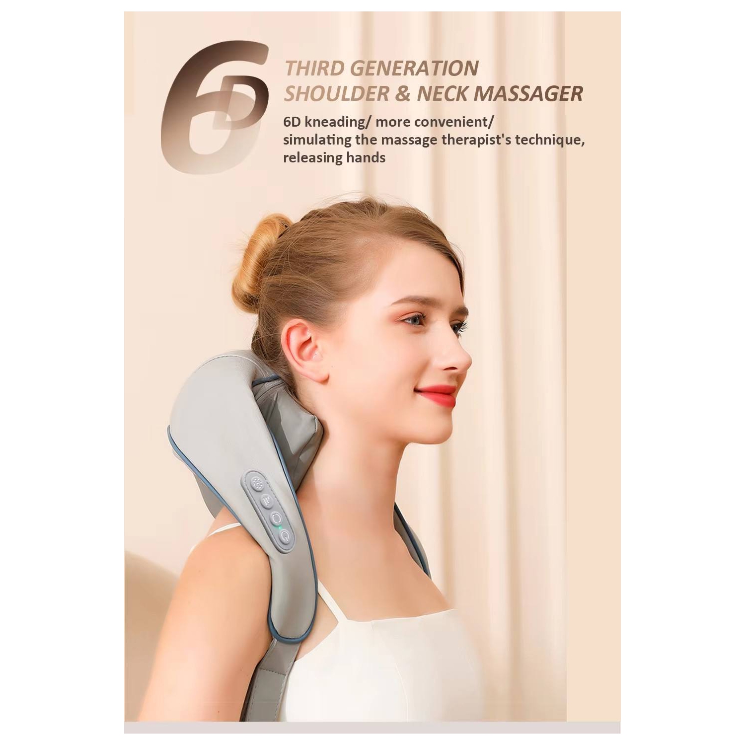 Masseur cervical à pétrissage humanoïde, appareil de massage trapèze pour les épaules et le cou, mouvement de génération de chauffage intelligent,