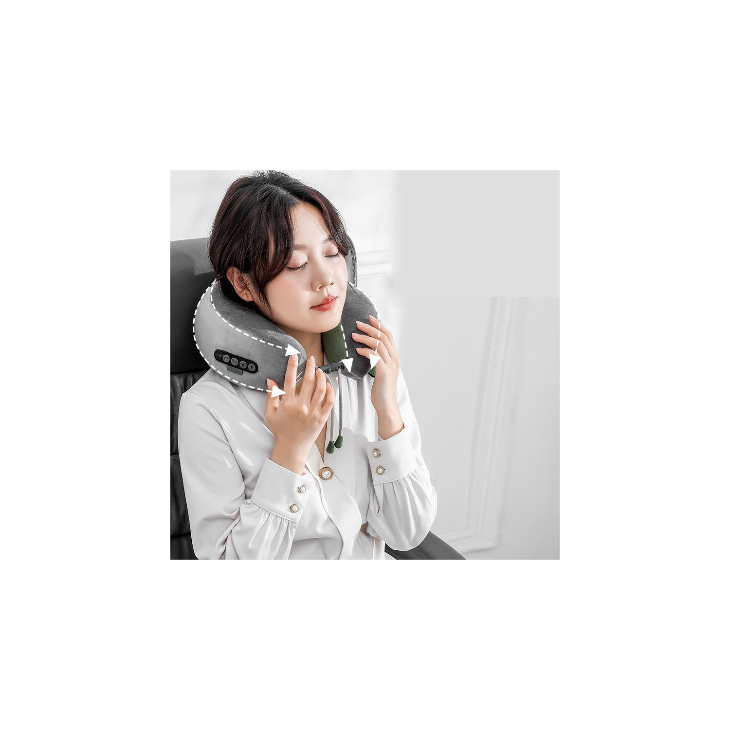 Cervical Massager, Multifunctional Home C-Shaped Massage Pillow, Portable Travel Electric Kneading Hot Compress Neck and Shoulder Massager, Relieve