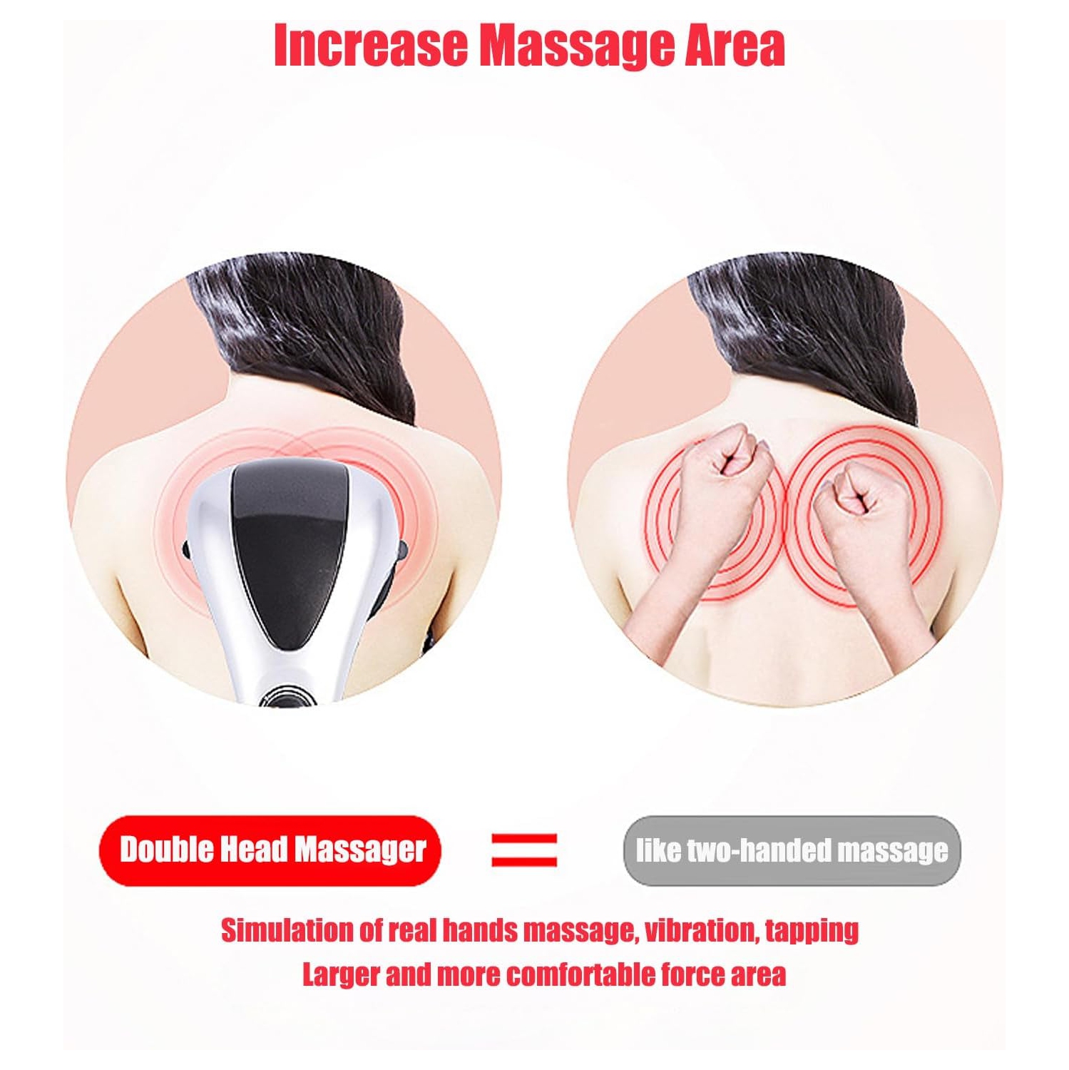 Double-head massage stick, electric percussion massage hammer, handheld cervical massager, double-head deep tissue massager with heat, suitable for