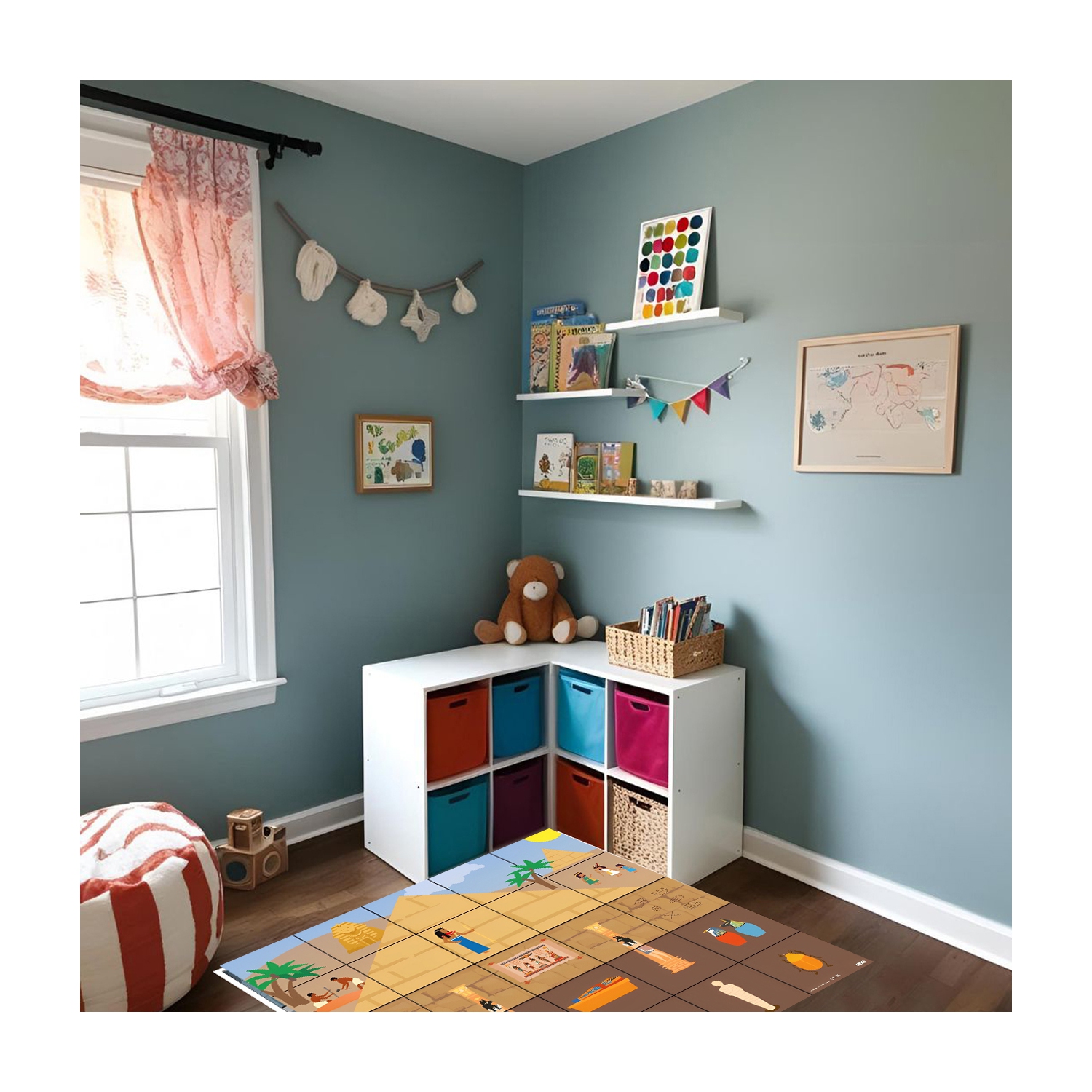 Loti-Bot Ancient Egypt Mat - STEM Coding & Learning Playmat for Kids - Educational History, Geography & Programming Activity Mat for Home & Classrooms