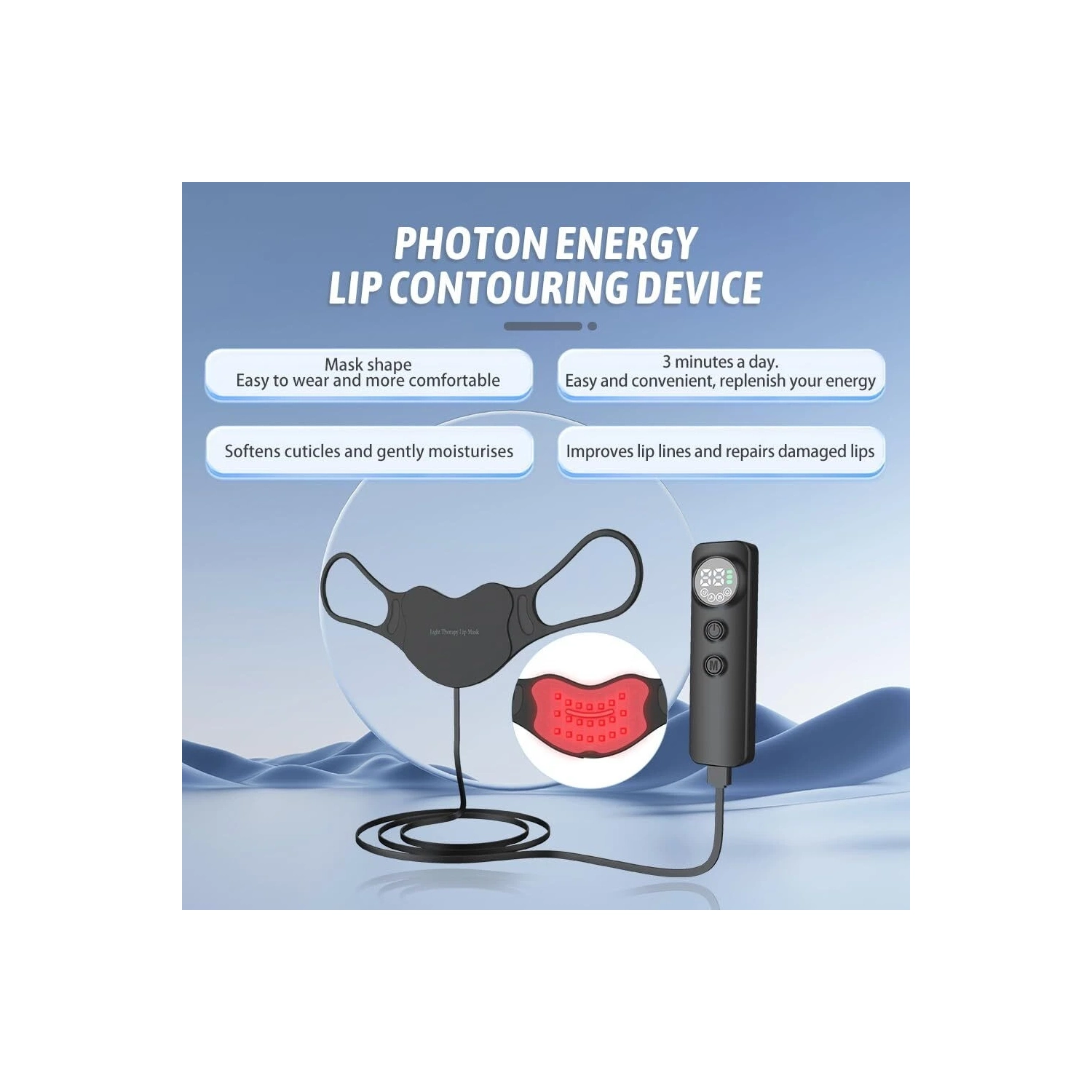 Outil anti-âge pour les lèvres thérapeutique rouge/bleu LED