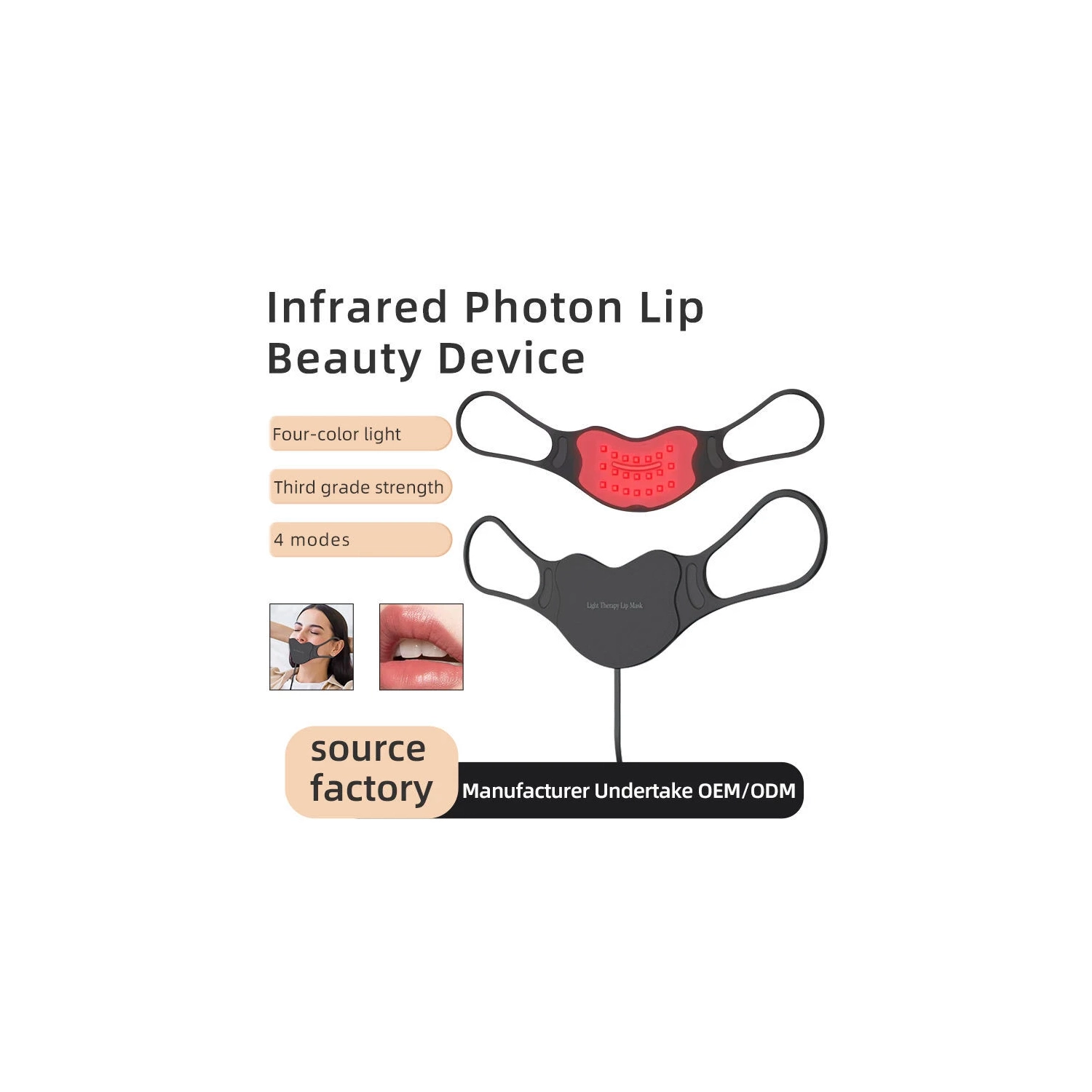 Outil anti-âge pour les lèvres thérapeutique rouge/bleu LED