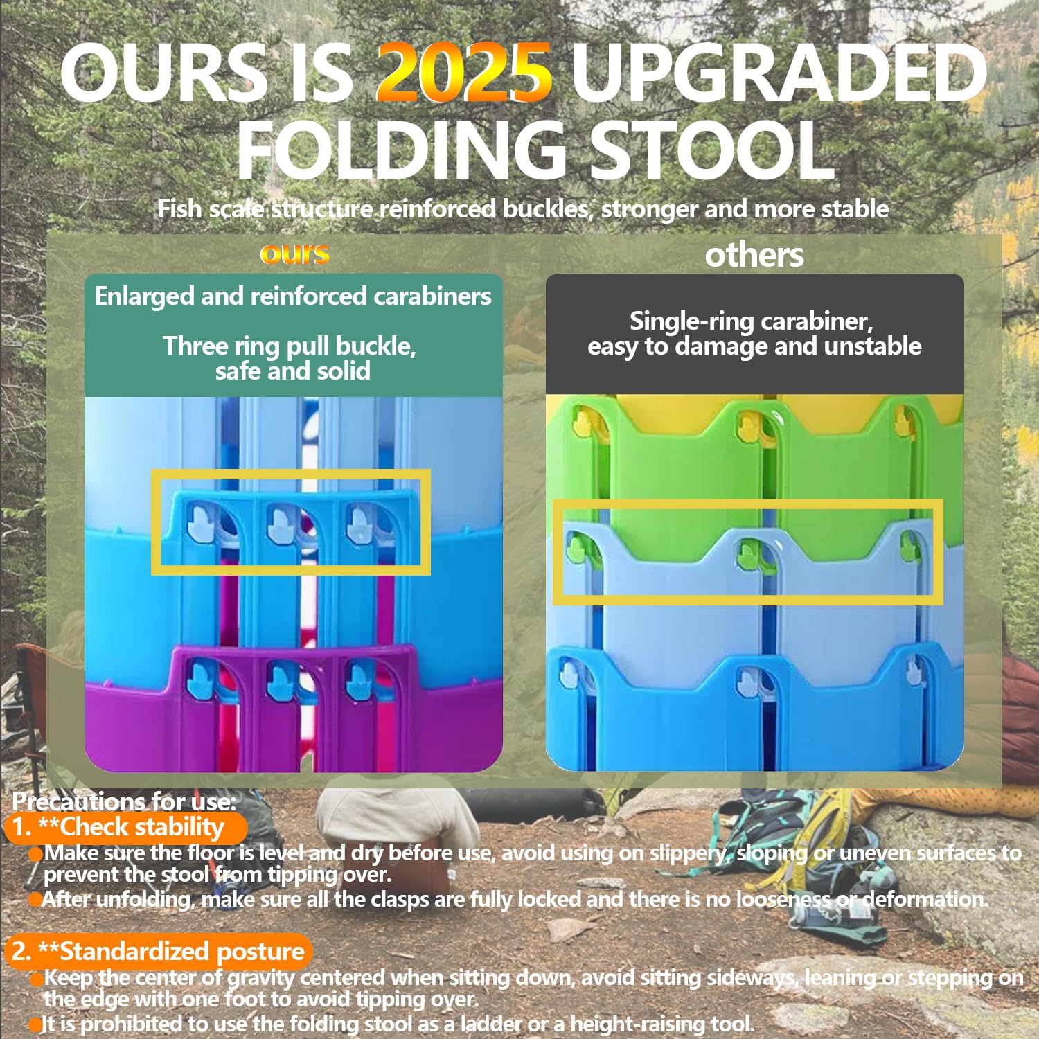 Tabouret pliant de voyage, léger, robuste, réglable, tabouret portatif Convient au camping extérieur, voyage