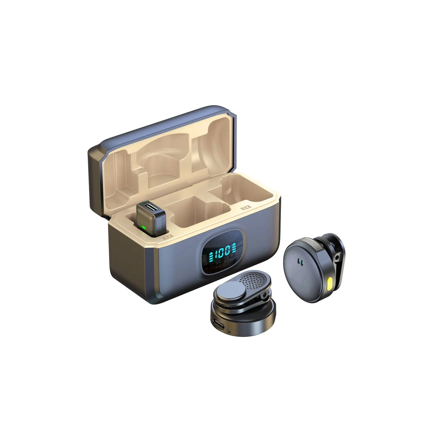 Micro-cravate sans fil, connexion magnétique, microphone d'enregistrement audio et vidéo, interface de type C, compatible avec les téléphones mobiles