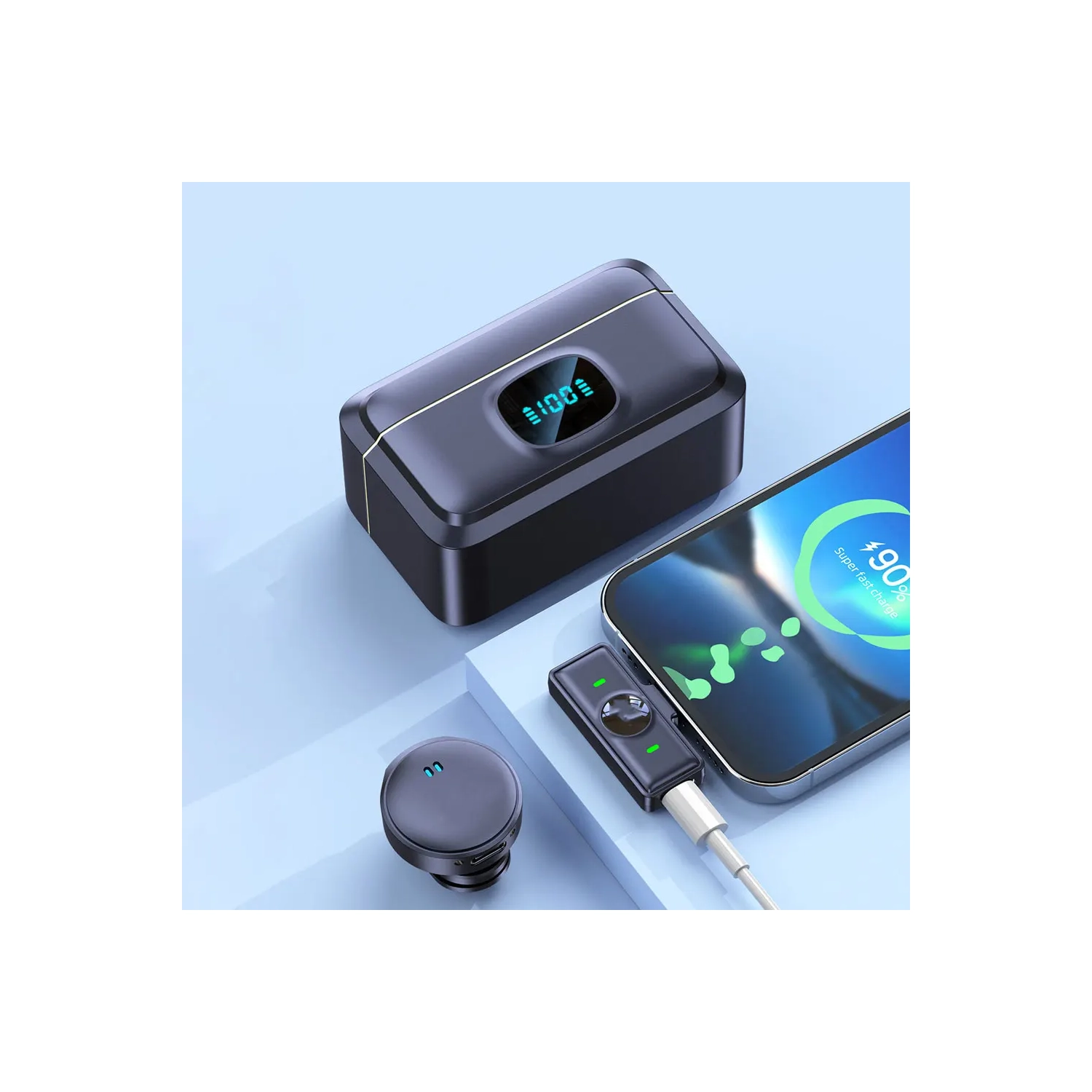 Micro-cravate sans fil, connexion magnétique, microphone d'enregistrement audio et vidéo, interface de type C, compatible avec les téléphones mobiles