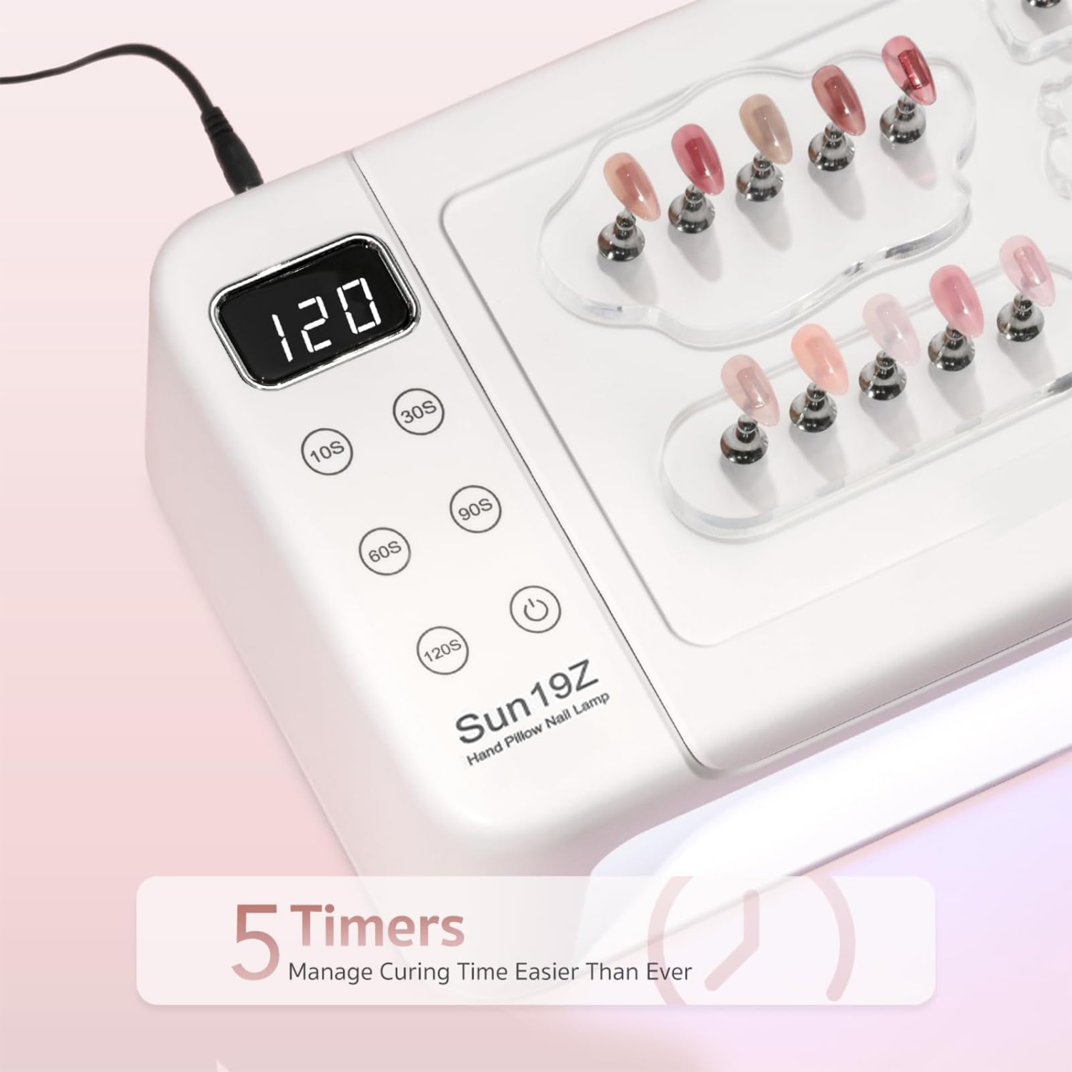 Smart UV LED Nail Therapy Lamp, Double-Hand Nail Lamp With Hand Pillow and LED Display, Suitable for Nail Salons and Home