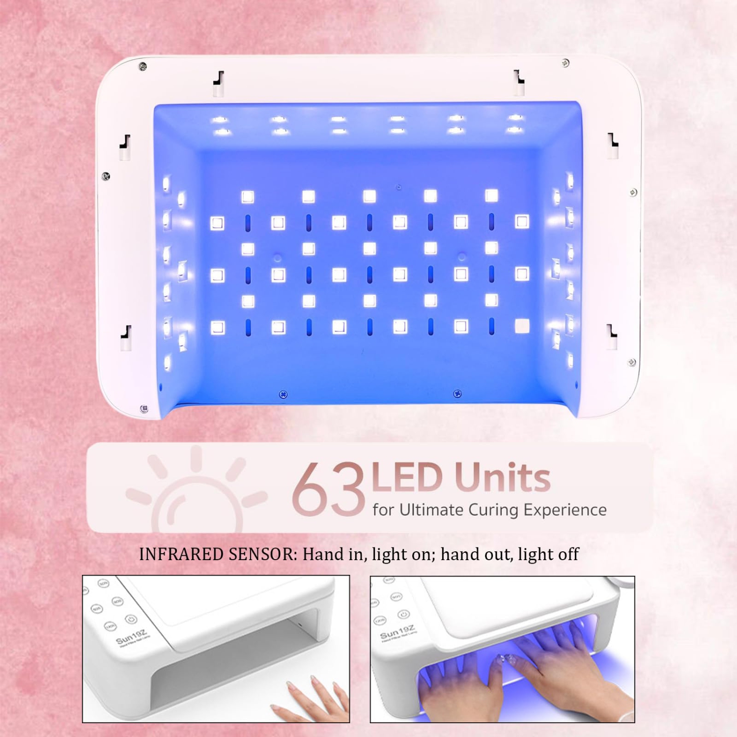 Smart UV LED Nail Therapy Lamp, Double-Hand Nail Lamp With Hand Pillow and LED Display, Suitable for Nail Salons and Home