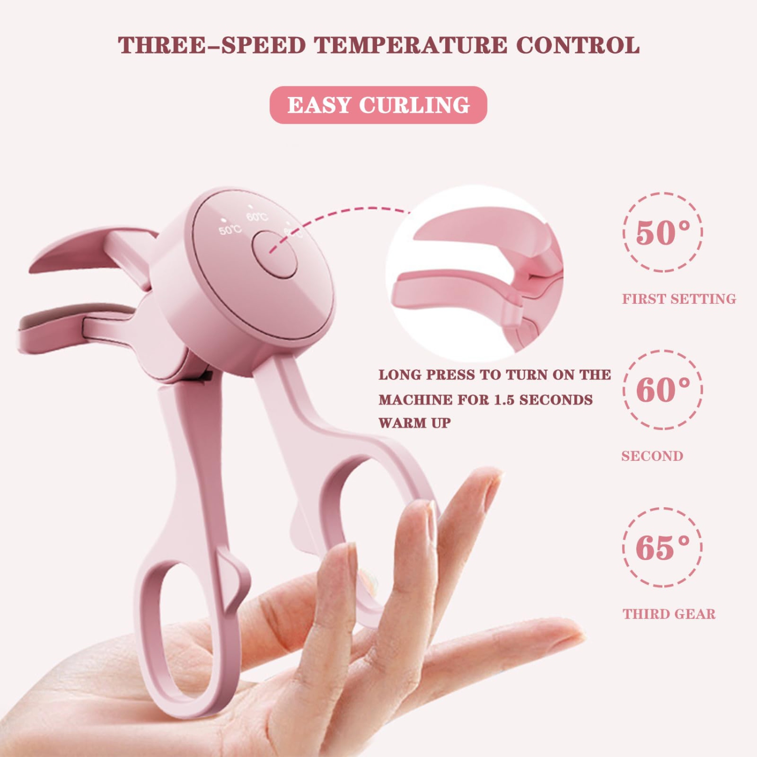 Electric Heated Eyelash Curler, Rechargeable Automatic Eyelash Curler With Three-Speed Temperature Control for Women's Travel Makeup Tools