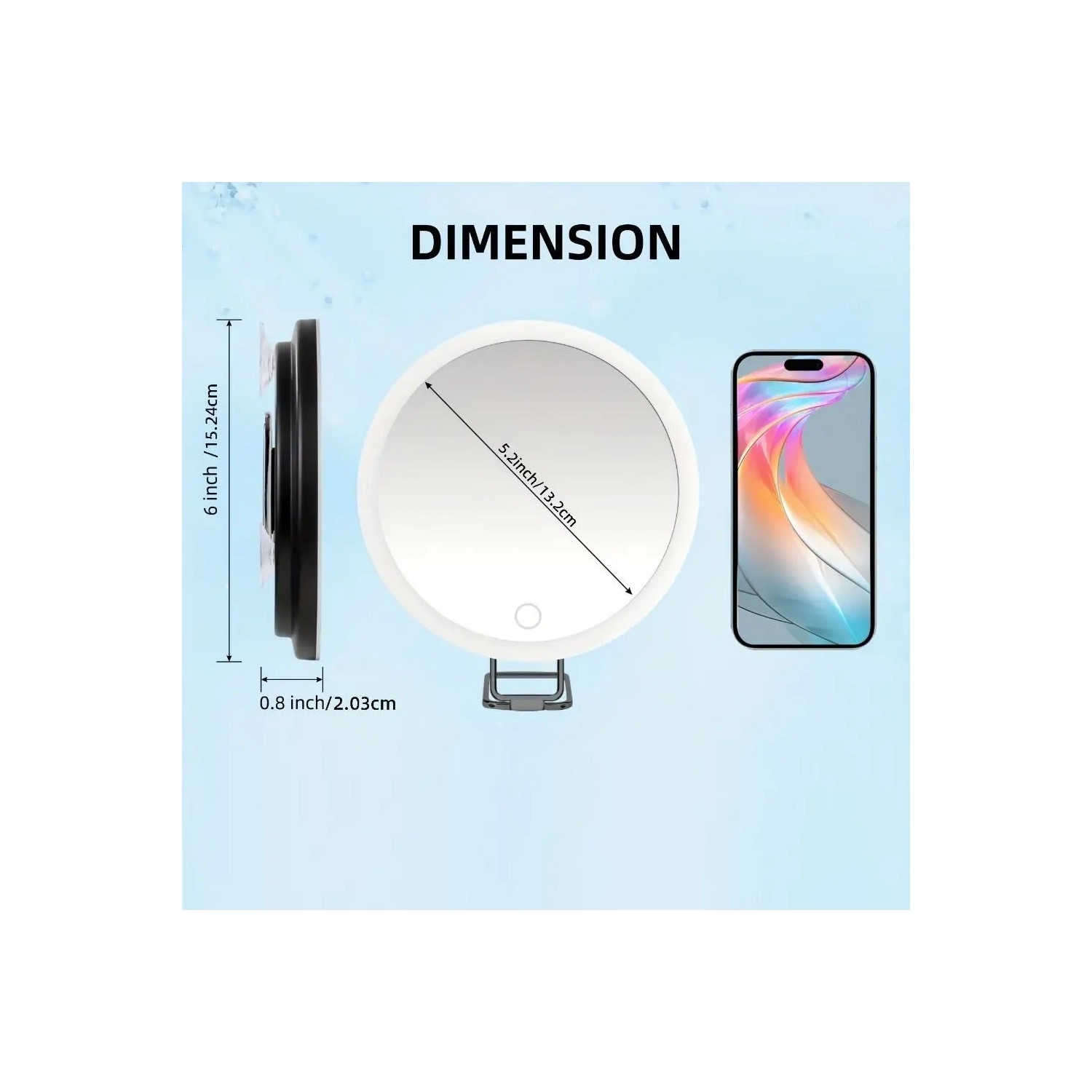 6 Inch 10X Magnification Makeup Mirror, USB Charging With LED Fill Light 360 Degree Stand Suitable for Bedroom, Bathroom and Travel