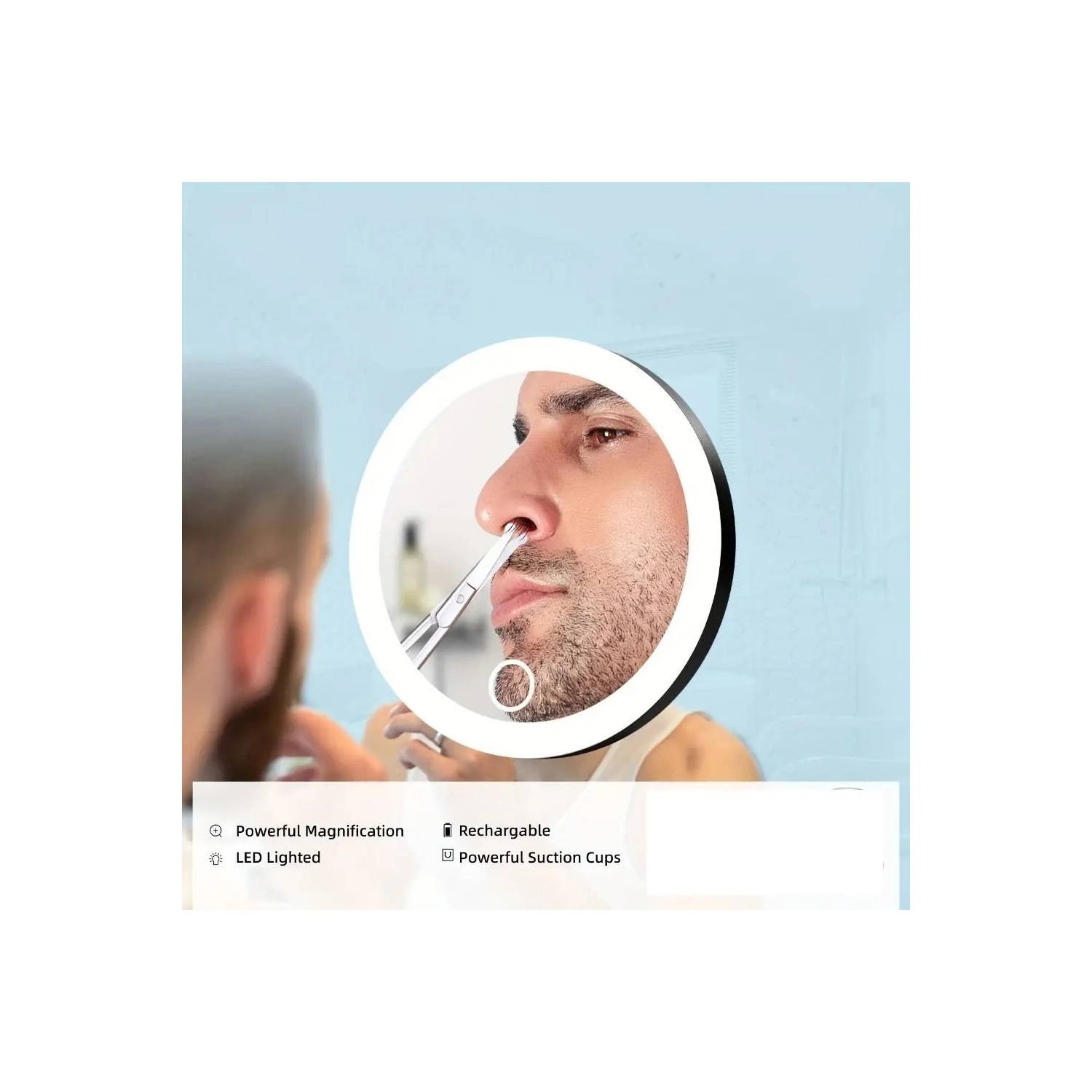 6 Inch 10X Magnification Makeup Mirror, USB Charging With LED Fill Light 360 Degree Stand Suitable for Bedroom, Bathroom and Travel