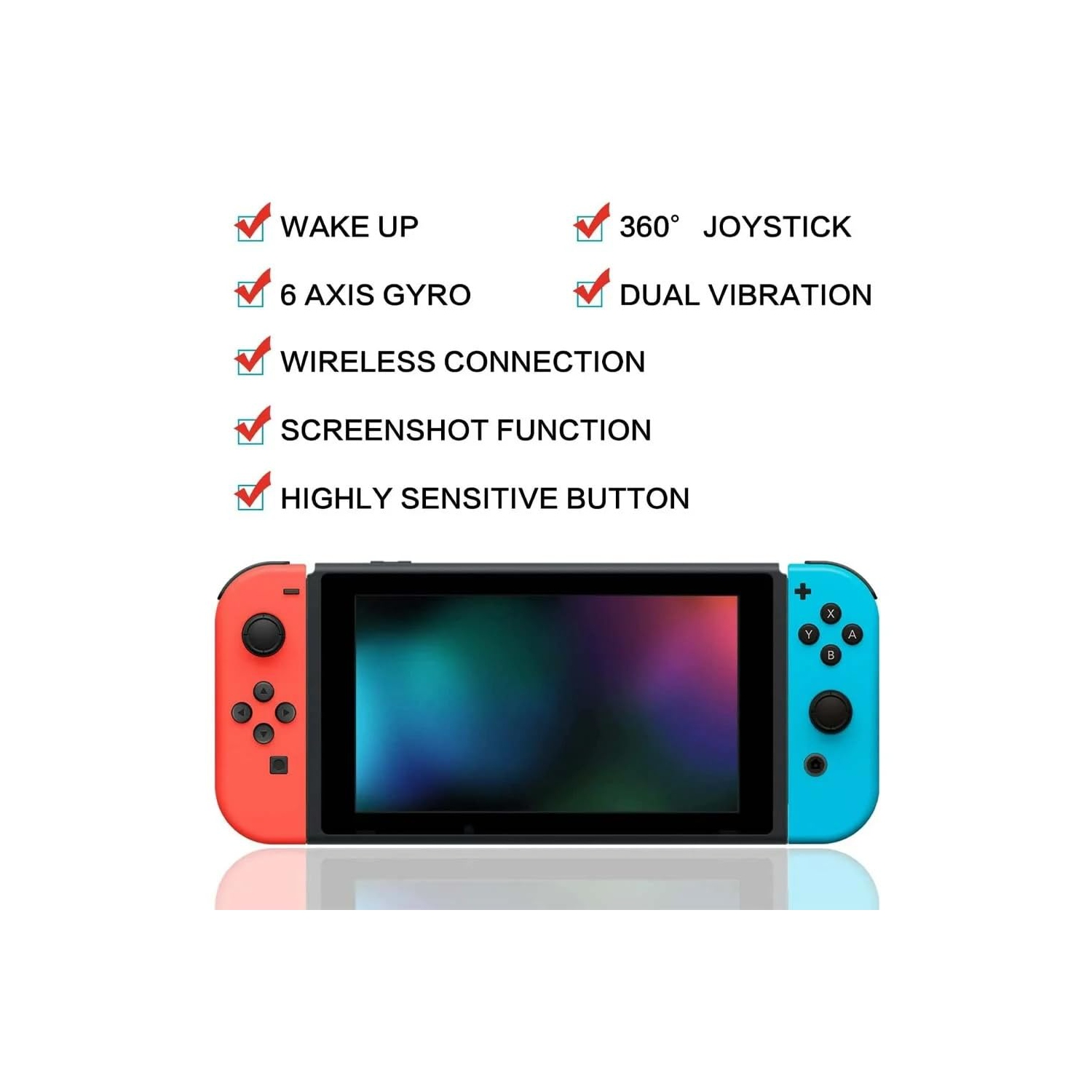 Pour Joypad pour Switch Controller - Télécommande sans fil gauche et droite avec dragonne（Rouge bleu）