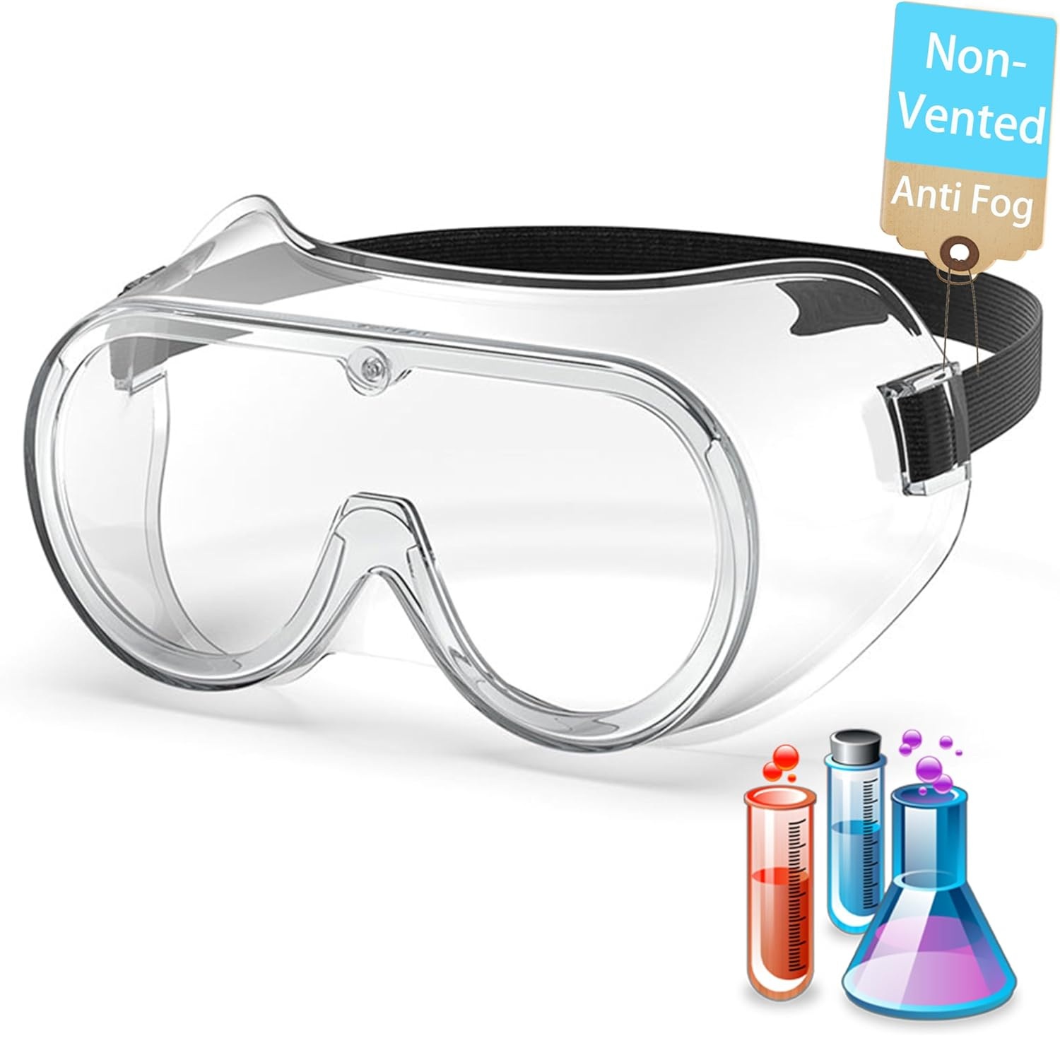 Non Vented Anti-Fog/Anti-Splash Safety Goggles - 10 Pack
