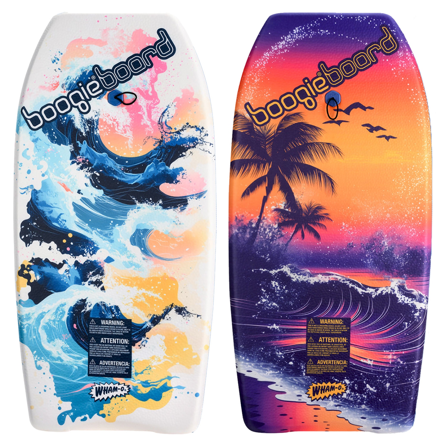 WHAM-O – Planche Boogie Board 37&nbsp;po avec dragonne en fibre de verre pour adolescents 5 ans et plus, adultes, 2/pqt – Plage/vague