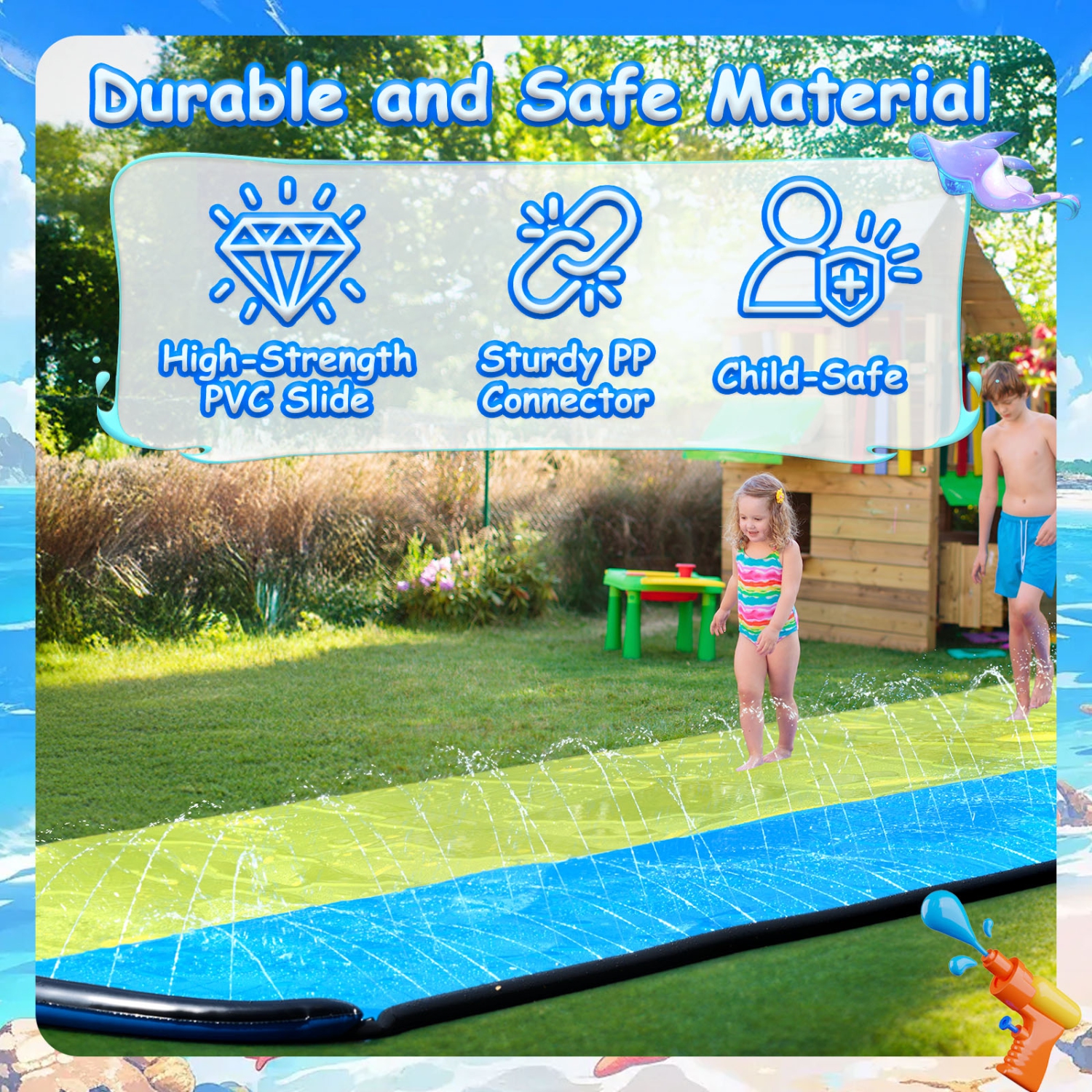 18&nbsp;pi à double vague avec botte Slip N Slide de WHAM-O, pour enfants 5-12 ans Jouets d'été faciles à installer